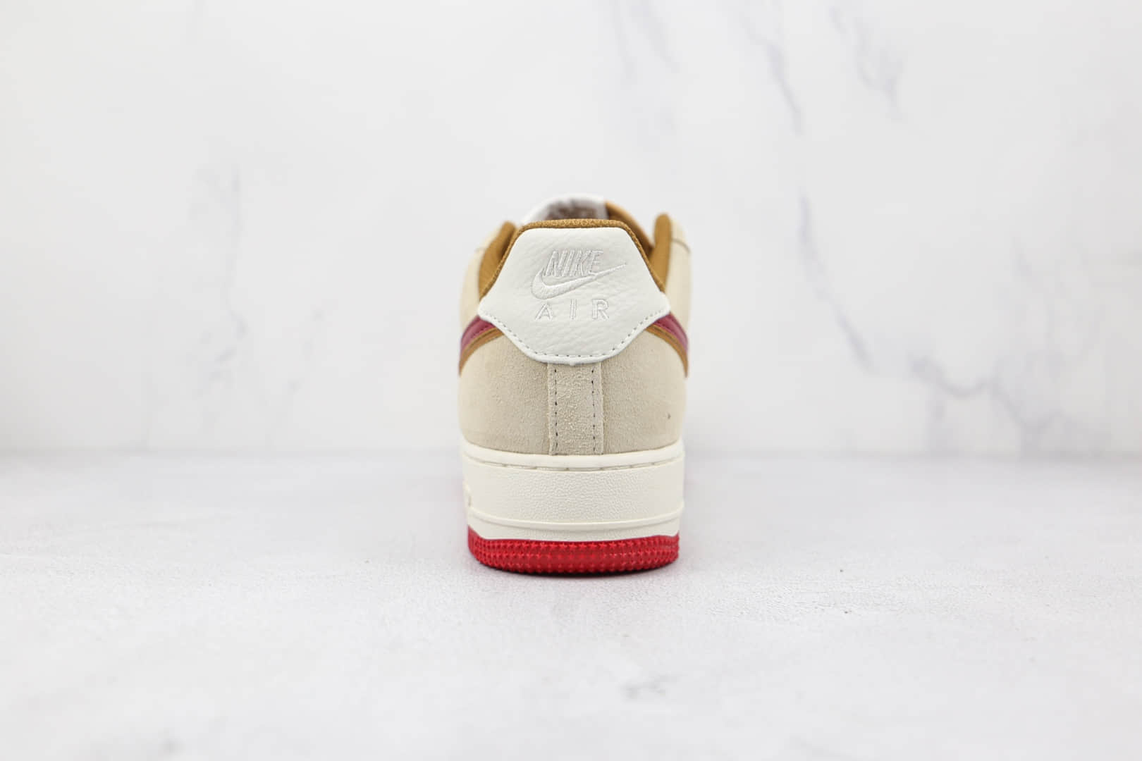 耐克Nike Air Force 1纯原版本低帮空军一号米黄红色板鞋内置气垫 货号:QZ3068-226