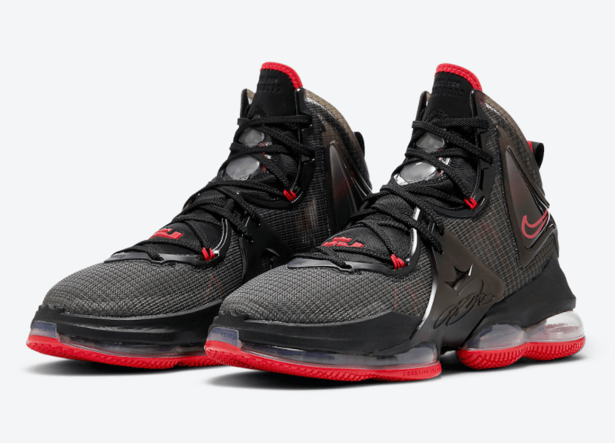 詹姆斯最新战靴!全新黑红 LeBron 19官图释出! 货号:DC9340-001