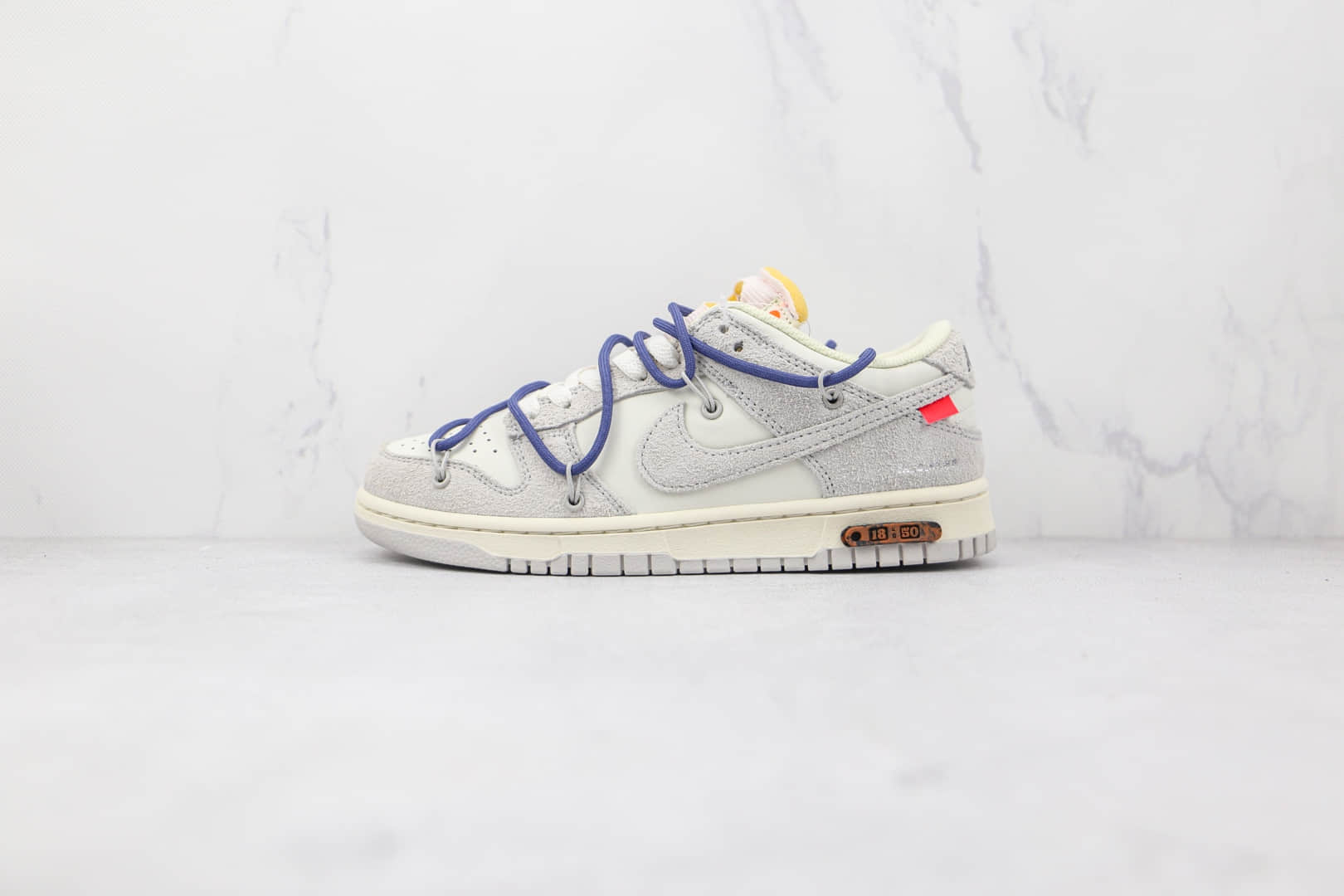 耐克Nike Dunk Low 50 x Off-White联名款纯原版本低帮DUNK麂皮灰白蓝色棕标板鞋原盒原标 货号:DJ0950-112