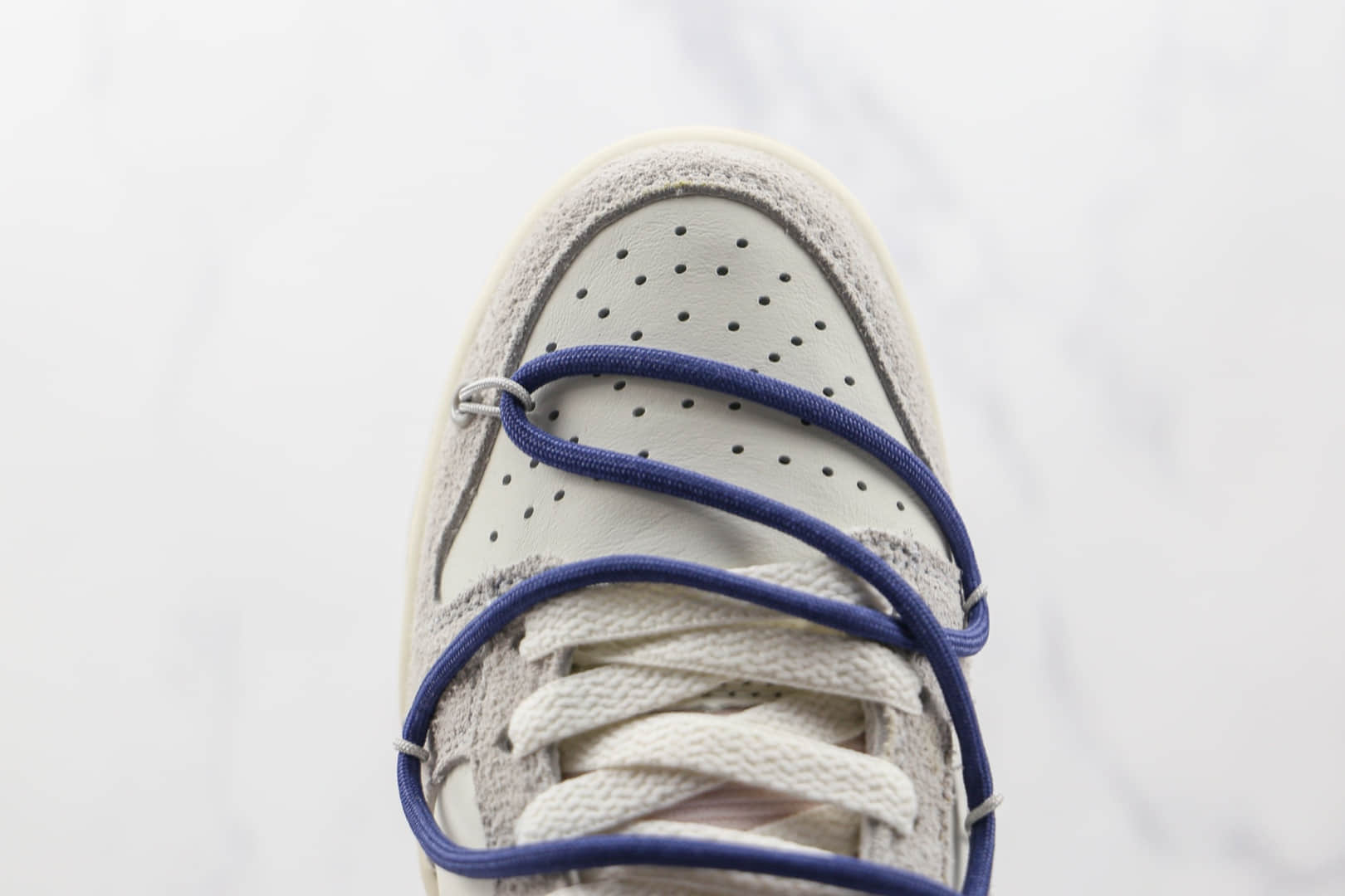 耐克Nike Dunk Low 50 x Off-White联名款纯原版本低帮DUNK麂皮灰白蓝色棕标板鞋原盒原标 货号:DJ0950-112