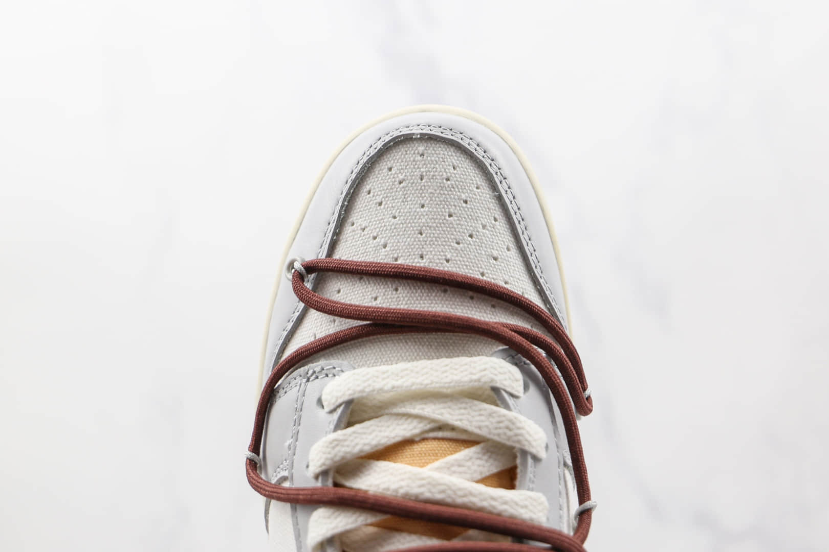 耐克Nike Dunk Low 50 x Off-White联名款纯原版本低帮OW DUNK皮面灰白褐色板鞋原盒原标 货号：DM1602-102