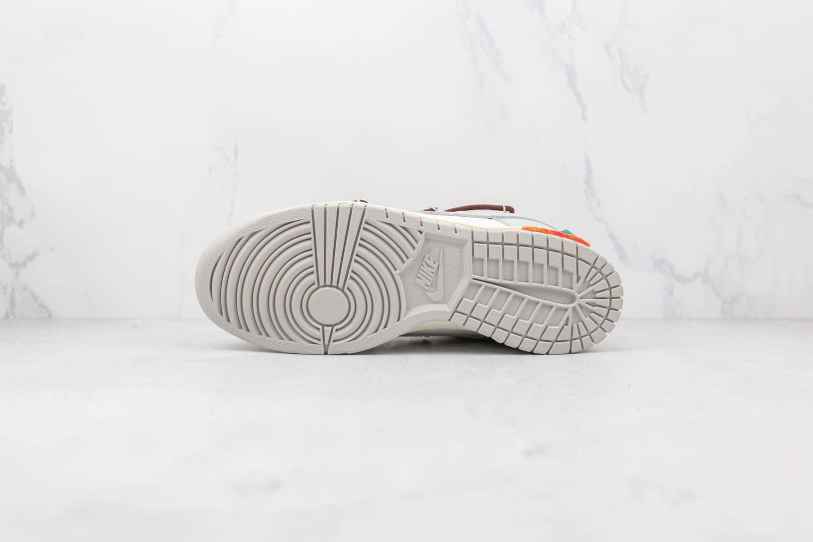 耐克Nike Dunk Low 50 x Off-White联名款纯原版本低帮OW DUNK皮面灰白褐色板鞋原盒原标 货号：DM1602-102