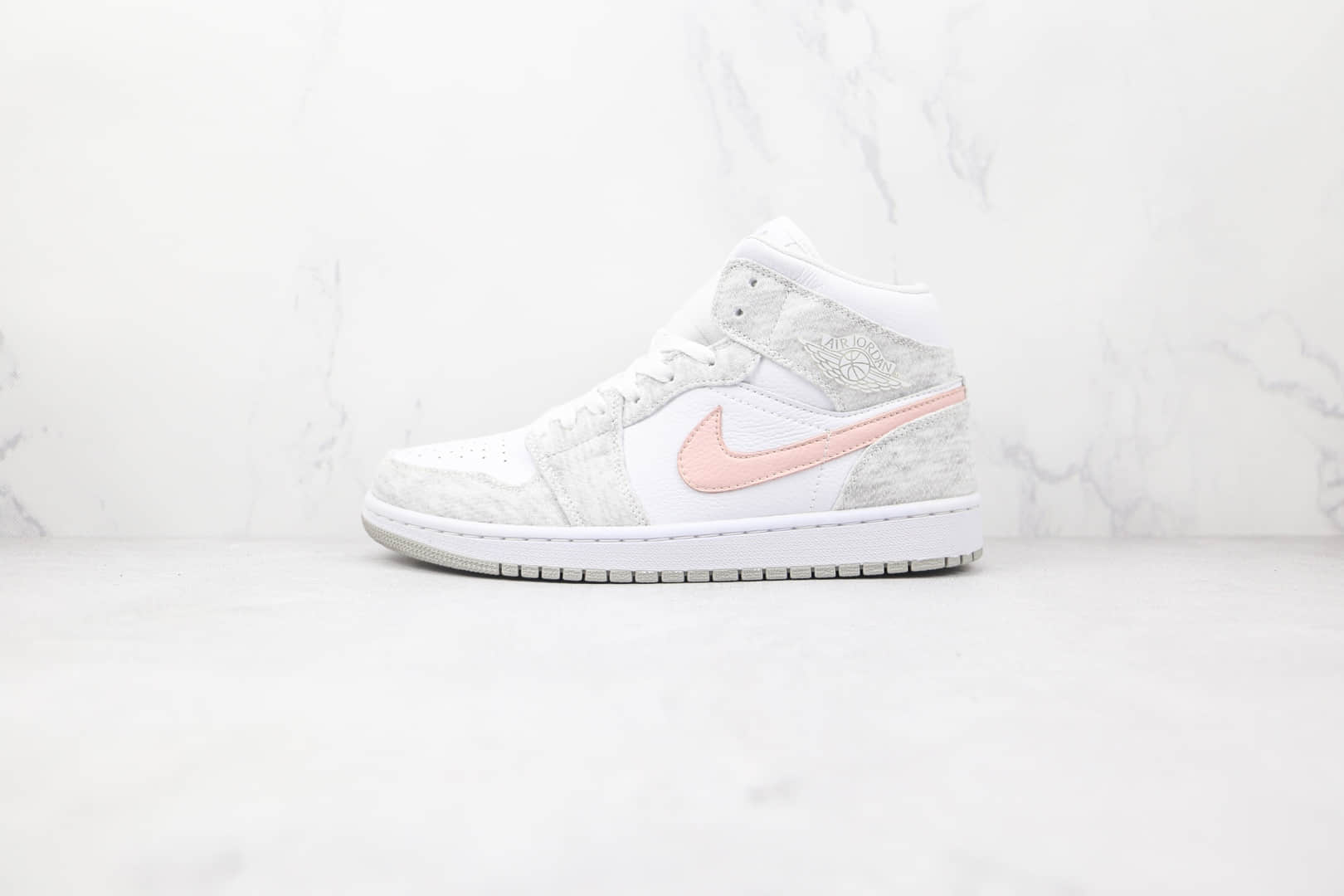 乔丹Air Jordan 1 Mid SE Light Iron Ore纯原版本中帮AJ1灰白粉色板鞋原档案数据开发 货号:DN4045-001