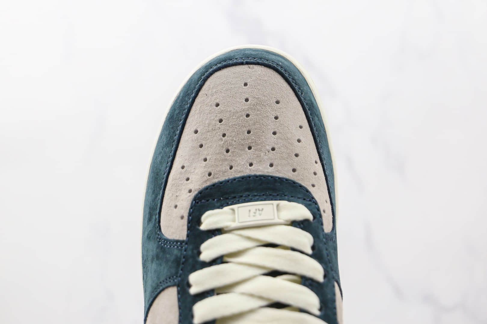 耐克Nike Air Force 1‘07纯原版本低帮空军一号藏青灰蓝绿色麂皮板鞋原鞋开模 货号:NT9955-318