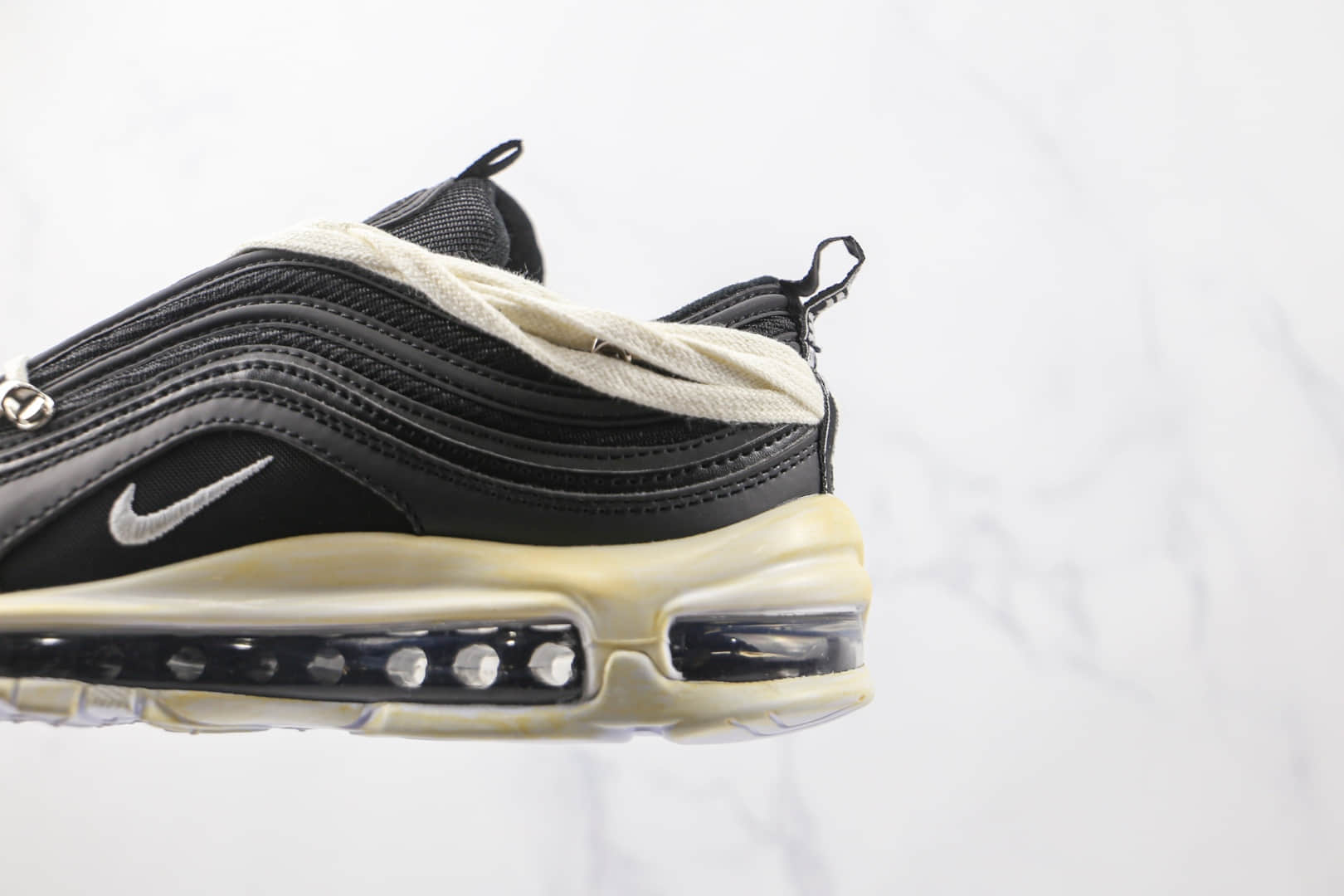 耐克Nike Air Max 97纯原版本黑白绑带Max97气垫鞋原楦头纸板打造 货号:921826-001