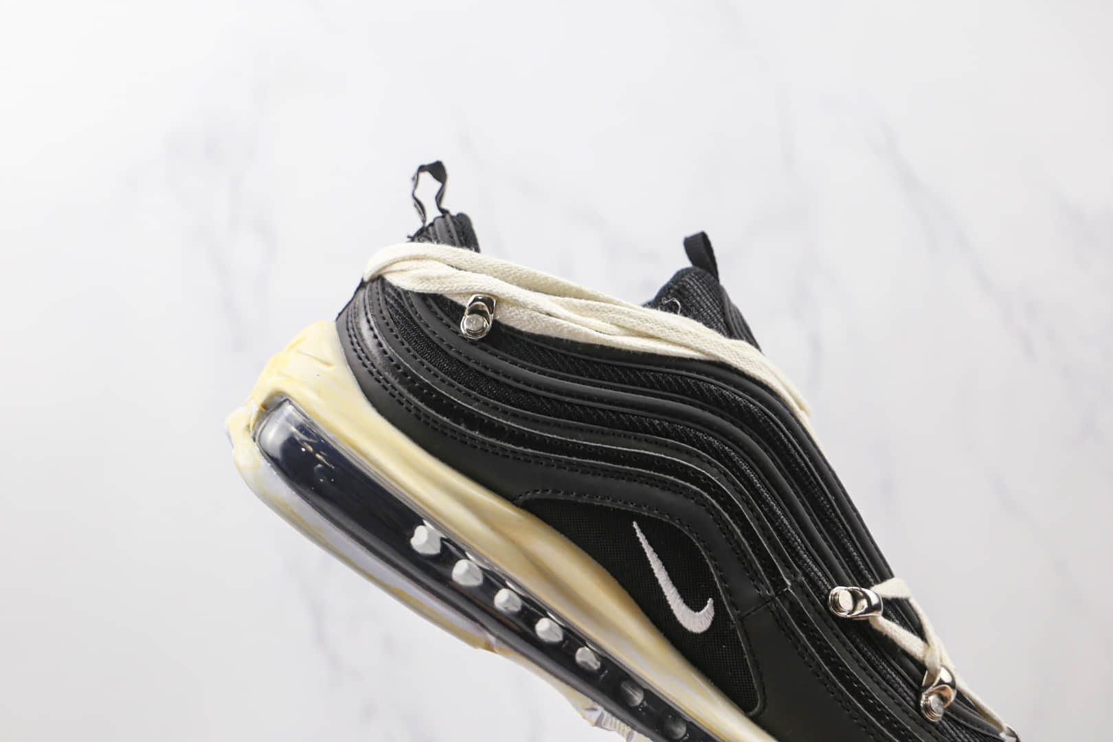 耐克Nike Air Max 97纯原版本黑白绑带Max97气垫鞋原楦头纸板打造 货号:921826-001