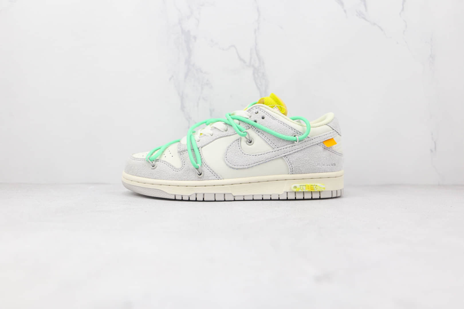 耐克Nike Dunk Low 50 x Off-White联名款纯原版本低帮DUNK麂皮灰白绿色板鞋原档案数据开发 货号:DJ0950-106