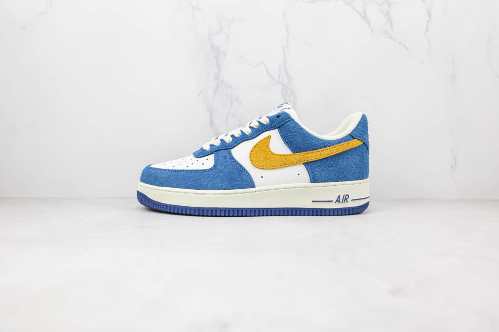 耐克Nike Air Force 1‘07纯原版本低帮空军一号麂皮蓝黄色板鞋内置气垫 货号:BQ8988-103