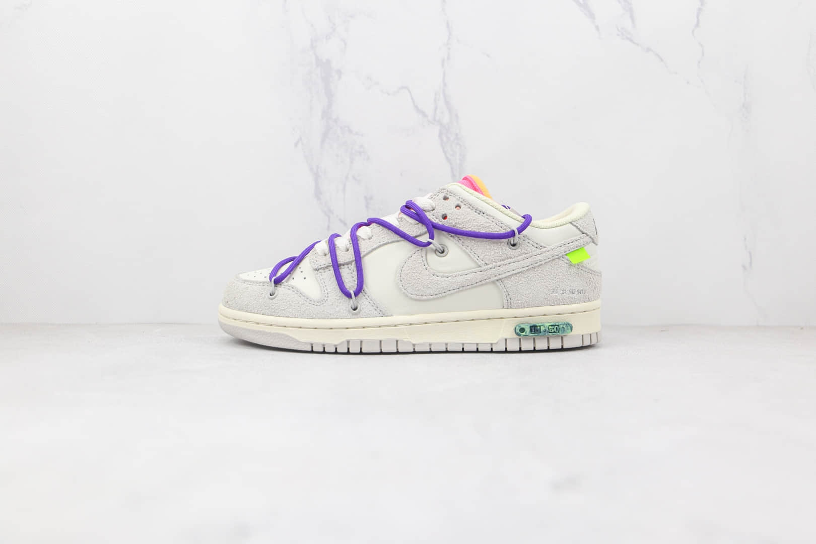 耐克Nike Dunk Low 50 x Off-White联名款纯原版本麂皮灰白紫色绿标板鞋原楦头纸板打造 货号：DJ0950-101