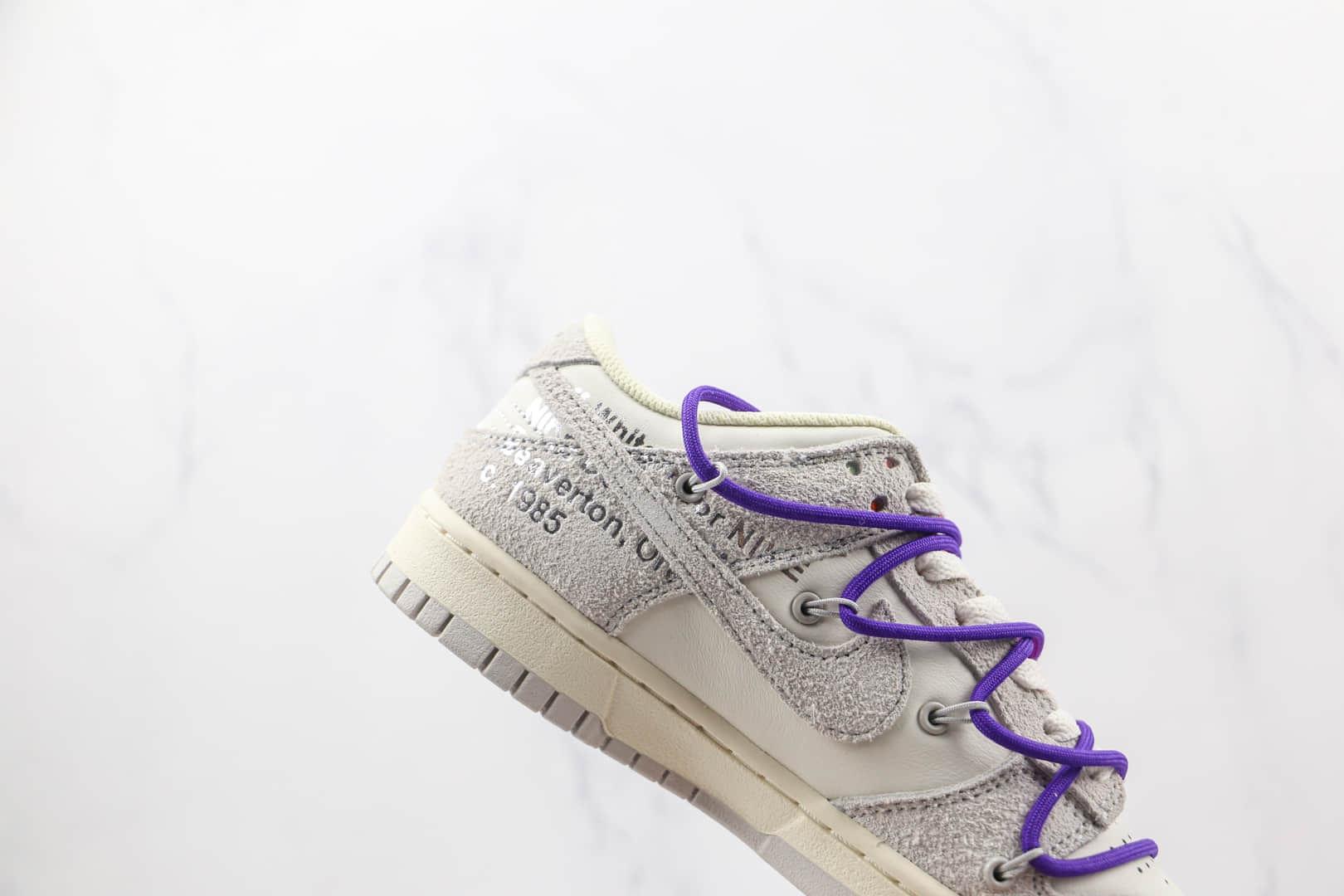 耐克Nike Dunk Low 50 x Off-White联名款纯原版本麂皮灰白紫色绿标板鞋原楦头纸板打造 货号：DJ0950-101