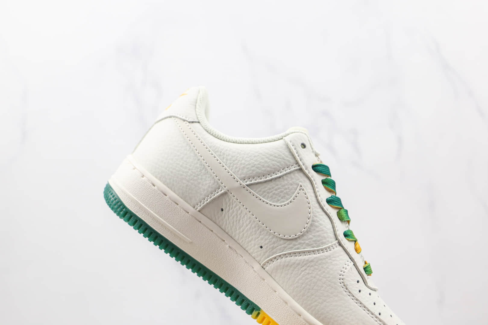 耐克Nike Air Force 1'07纯原版本低帮空军一号白绿黄色双小钩双色底板鞋原档案数据开发 货号:ZJ6695-303