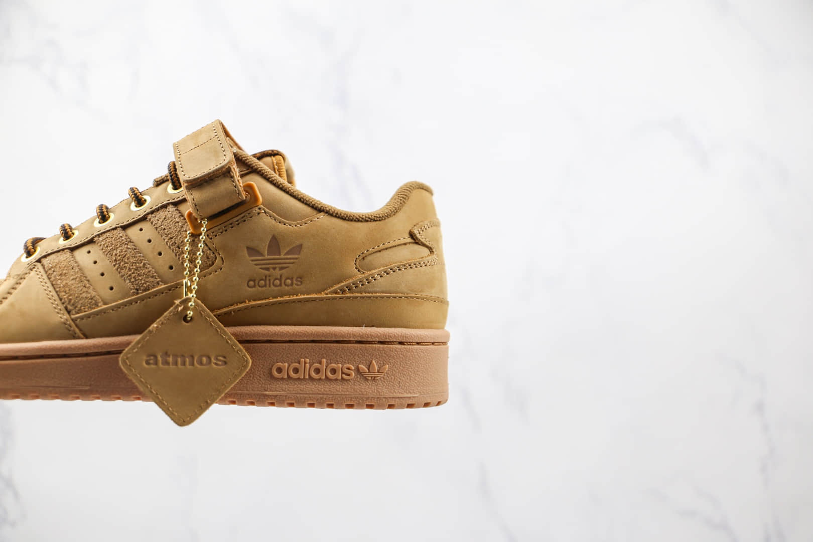 阿迪达斯Adidas Forum Low Wheat x atmos联名款小麦色魔术贴板鞋原盒原标 货号：GX3953