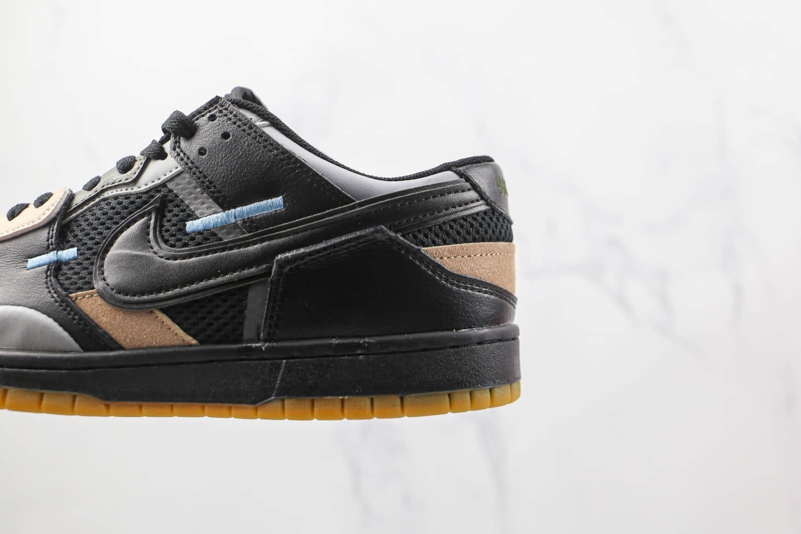 耐克Nike Dunk Scrap Black Gum纯原版本低帮DUNKScrap系列黑胶缝合怪板鞋原楦头纸板打造 货号：DB0500-001