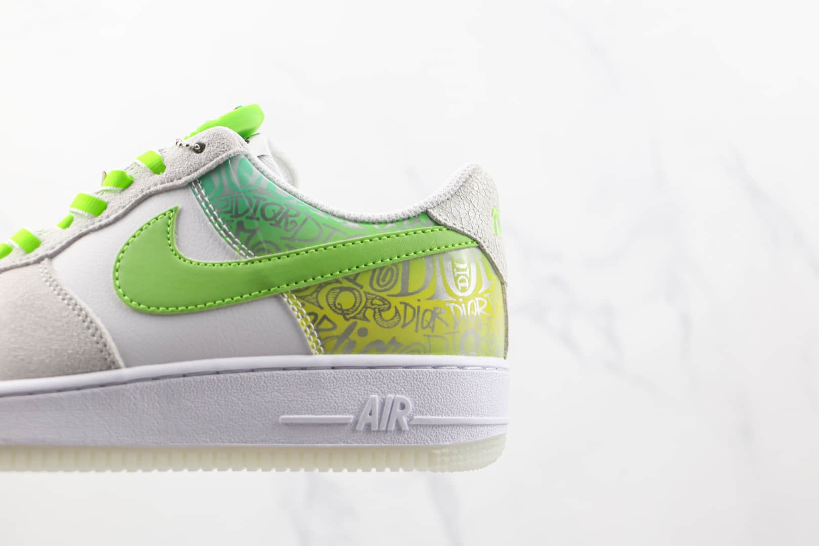 耐克Nike Air Force 1 Space Silver纯原版本低帮空军一号白绿色印字金扣50周年板鞋内置气垫 货号:DA8302-555