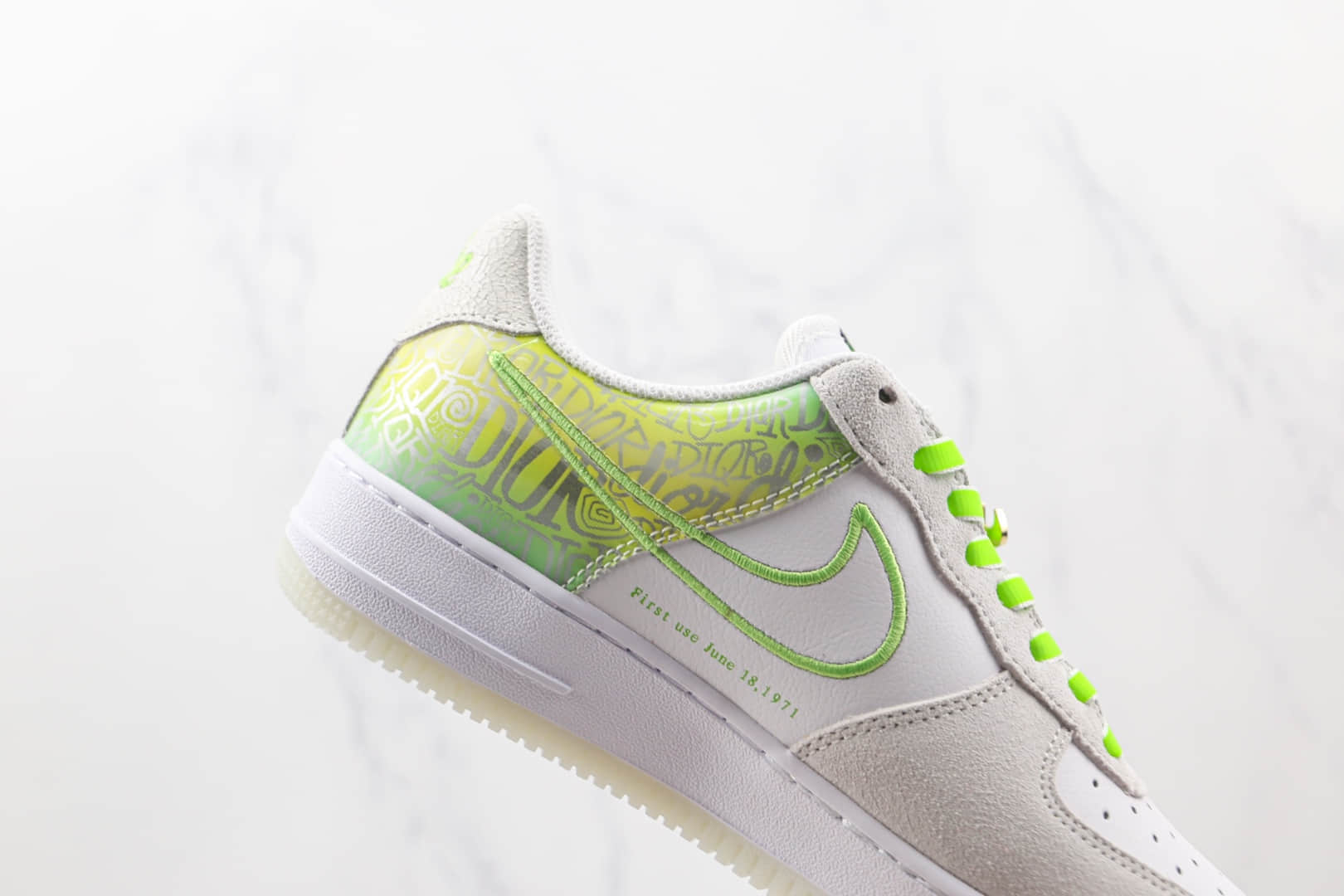 耐克Nike Air Force 1 Space Silver纯原版本低帮空军一号白绿色印字金扣50周年板鞋内置气垫 货号:DA8302-555