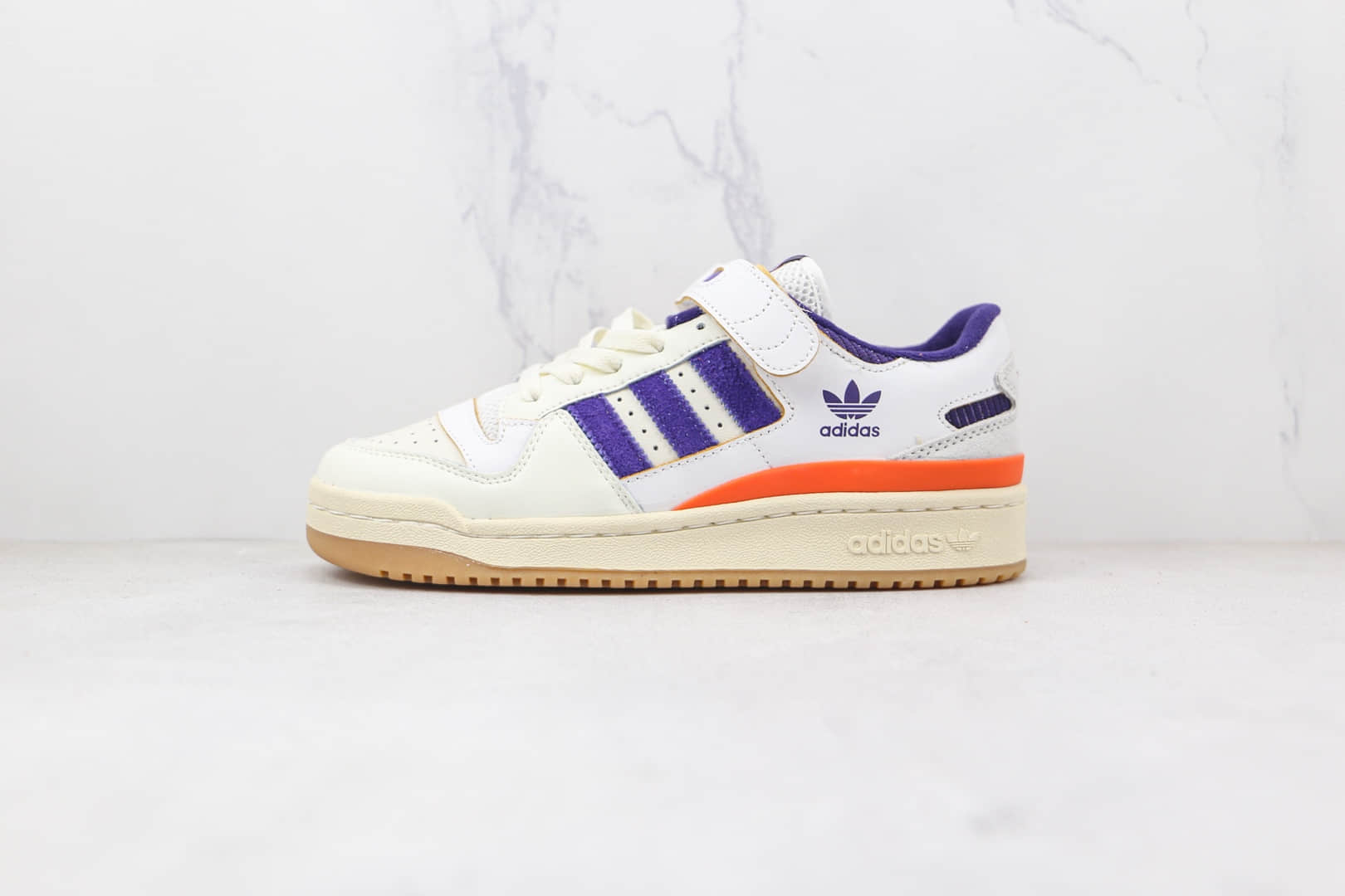 阿迪达斯Adidas originals Forum 84 low纯原版本三叶草白紫色Forum84复古板鞋原楦头纸板打造 货号:GX9049