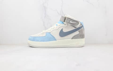 耐克Nike Air Force 1’07 Mid纯原版本中帮空军一号麂皮灰蓝色3M反光板鞋原盒原标 货号:AL6896-559