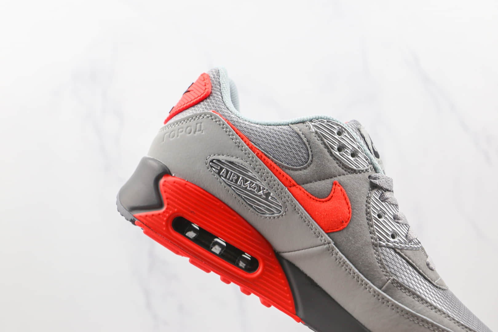 耐克Nike Air Max 90纯原版本灰麂皮红蓝鸳鸯Max90气垫鞋原档案数据开发