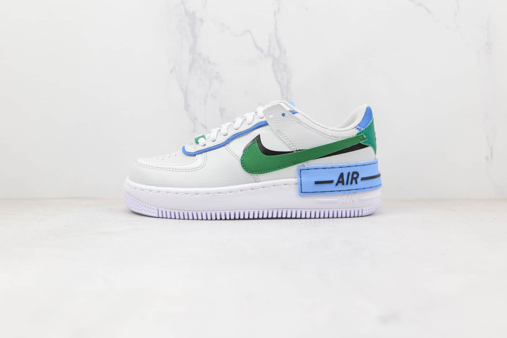 耐克Nike Air Force 1 Shadow纯原版本低帮空军一号马卡龙白绿蓝色板鞋原盒原标 货号:CI0919-004