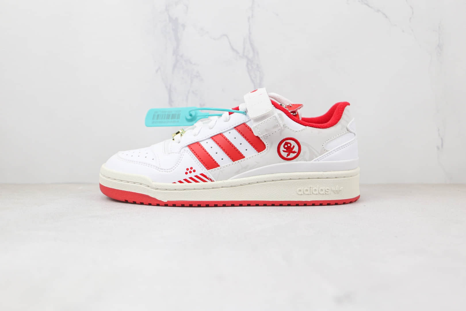 阿迪达斯Adidas Originals Forum Low x Quiccs联名款纯原版本低帮白红涂鸦魔术贴3M反光板鞋原楦头纸板打造 货号:GW3493