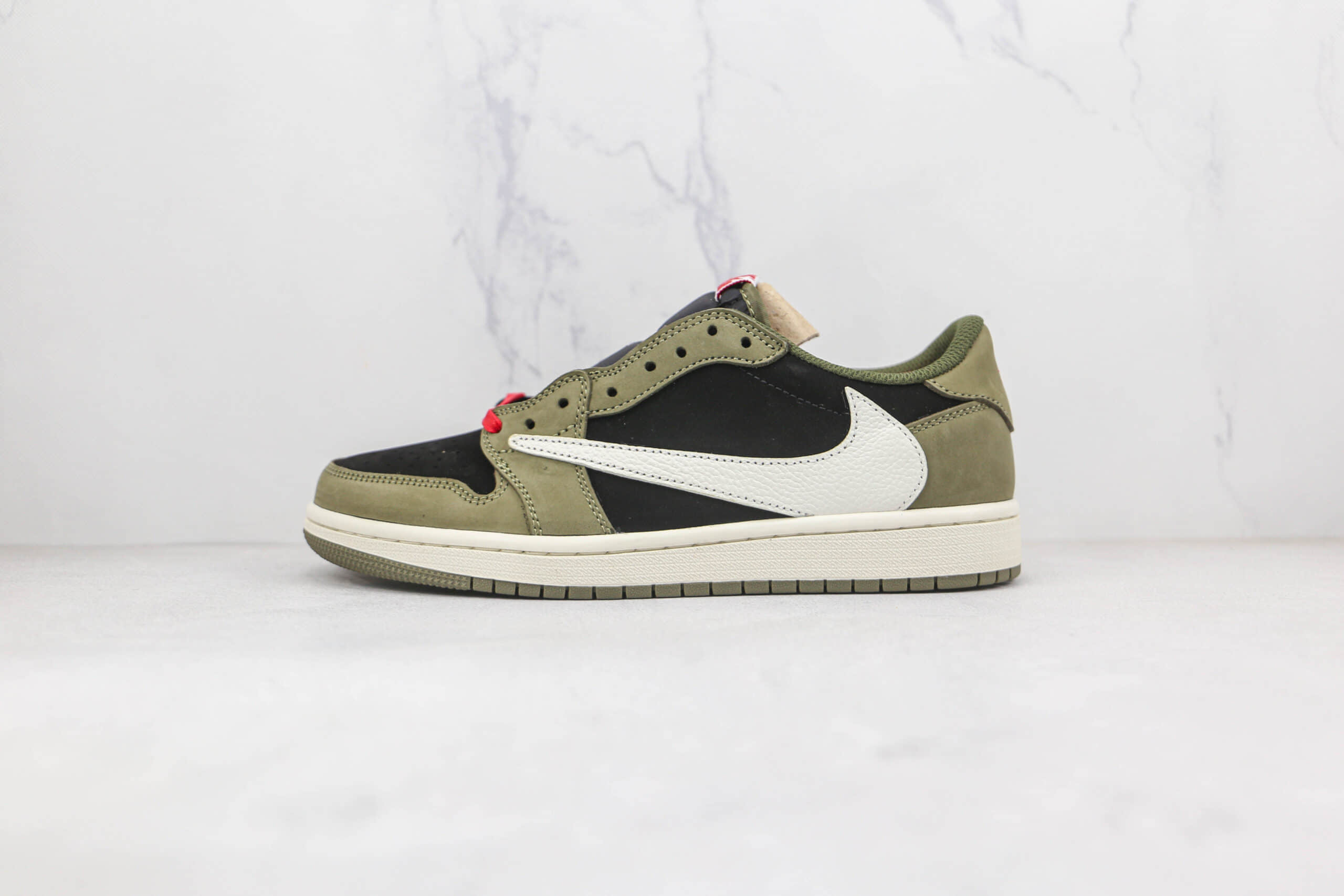 CQ4277-008 乔丹Air Jordan 1 low x Travis Scott联名款纯原版本低帮AJ1三方联名款军绿色板鞋原楦头纸板打造 货号:CQ4277-008