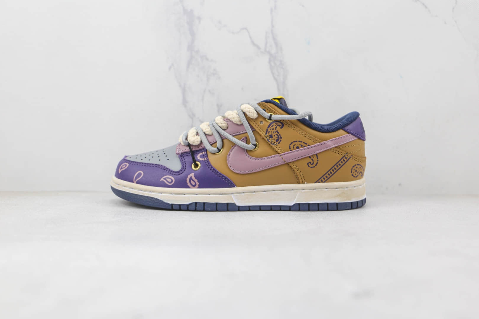 耐克Nike Dunk Low Retro纯原版本低帮DUNK紫棕拼接腰果花配色板鞋原楦头纸板打造 货号:DD1391-700