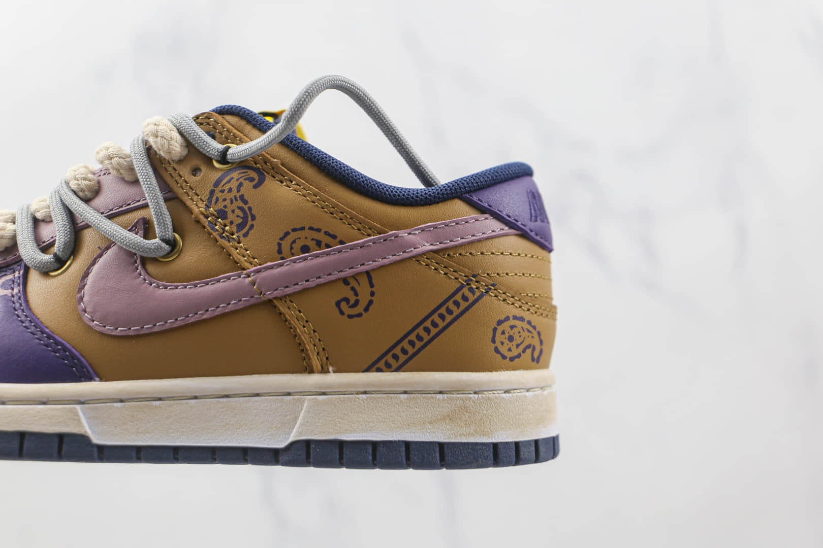耐克Nike Dunk Low Retro纯原版本低帮DUNK紫棕拼接腰果花配色板鞋原楦头纸板打造 货号:DD1391-700
