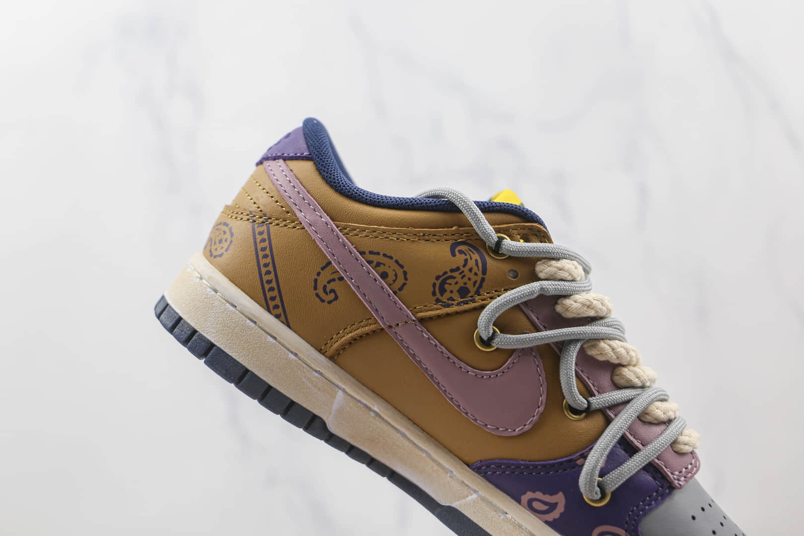 耐克Nike Dunk Low Retro纯原版本低帮DUNK紫棕拼接腰果花配色板鞋原楦头纸板打造 货号:DD1391-700