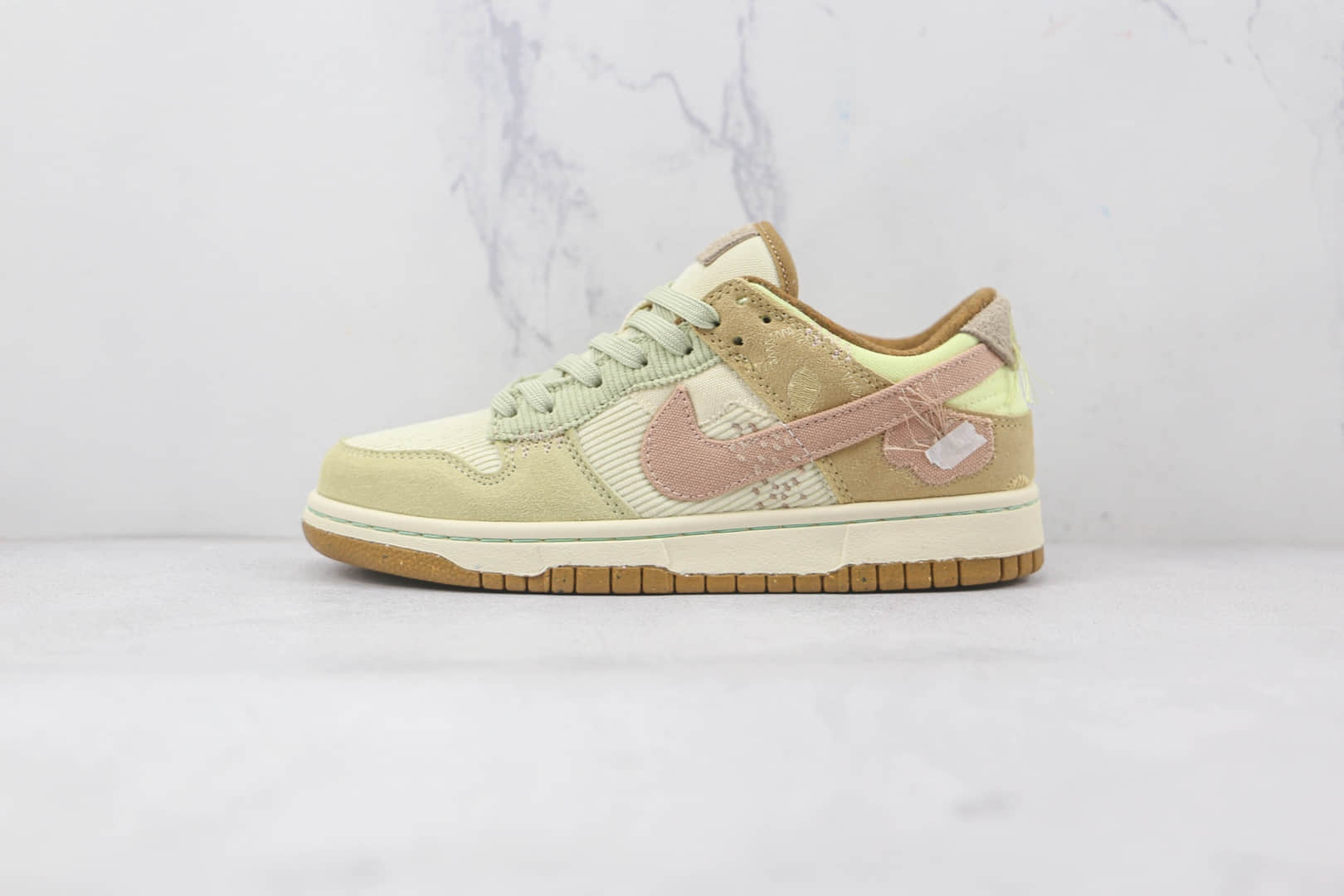 耐克Nike Dunk Low Bright Side纯原版本低帮DUNK米黄绿浅棕色拼接灯芯绒板鞋原档案数据开发 货号:DQ5076-121