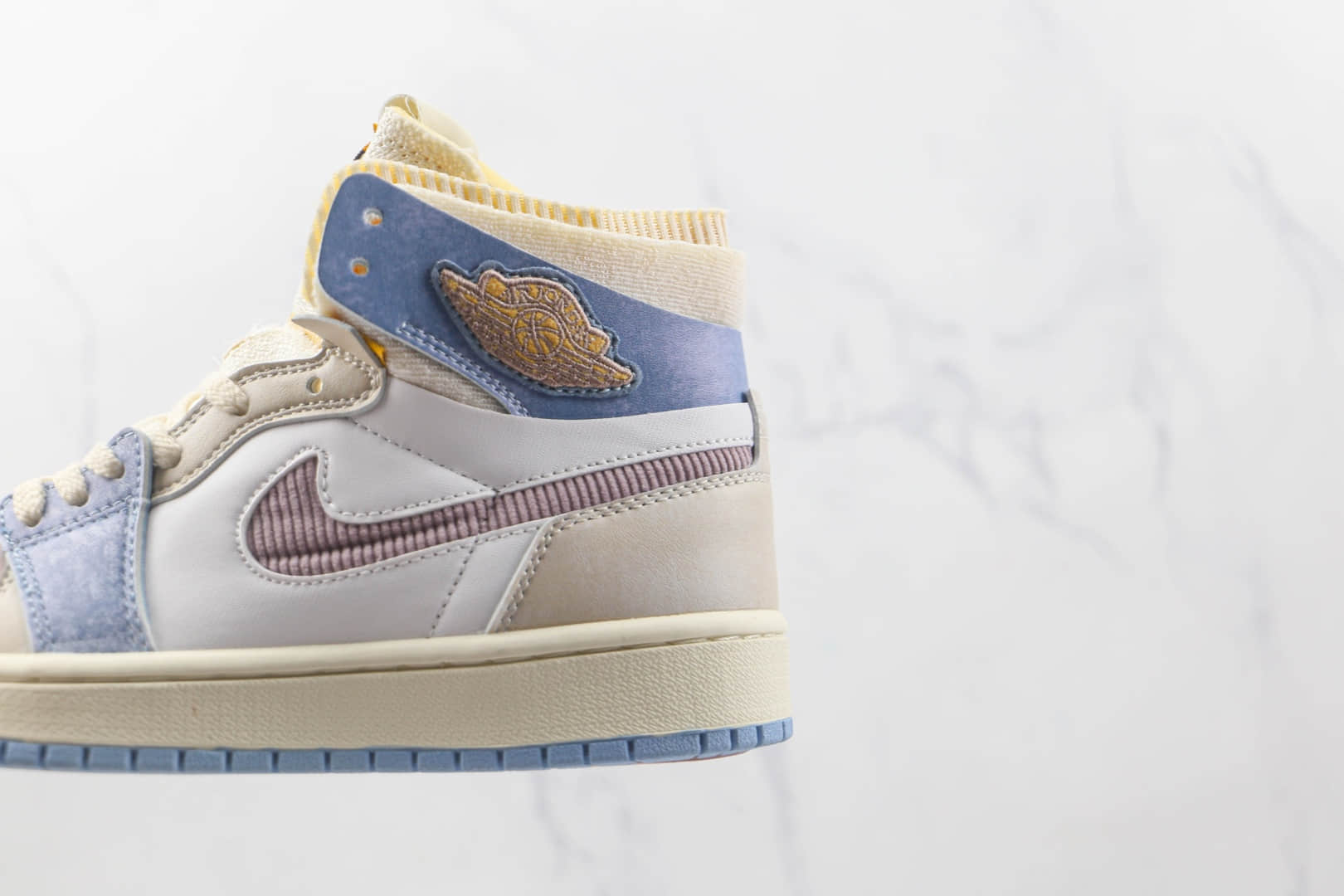 乔丹Air Jordan 1 Zoom CMFT Corduroy纯原版本中帮AJ1粉蓝色反毛皮篮球鞋原楦头纸板打造 货号:DQ5092-651