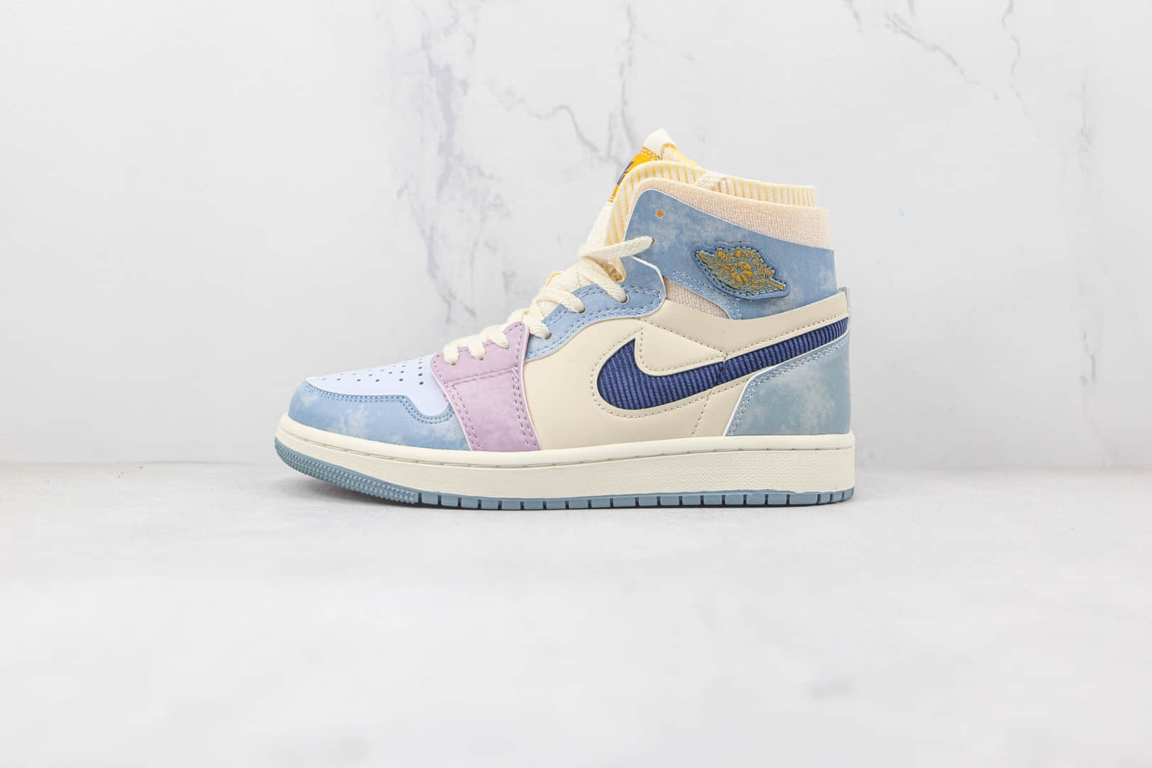 乔丹Air Jordan 1 Zoom Air CMFT纯原版本中帮AJ1彩色拼接灯芯绒板鞋原盒原标 货号:DQ5091-041