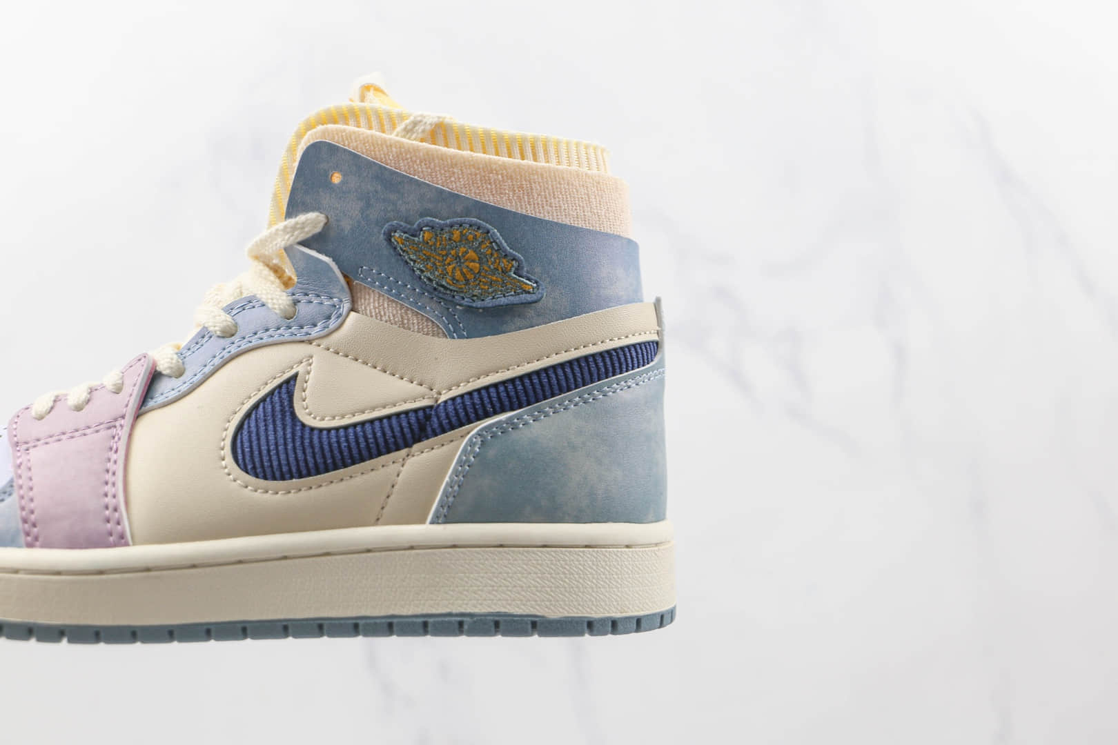 乔丹Air Jordan 1 Zoom Air CMFT纯原版本中帮AJ1彩色拼接灯芯绒板鞋原盒原标 货号:DQ5091-041