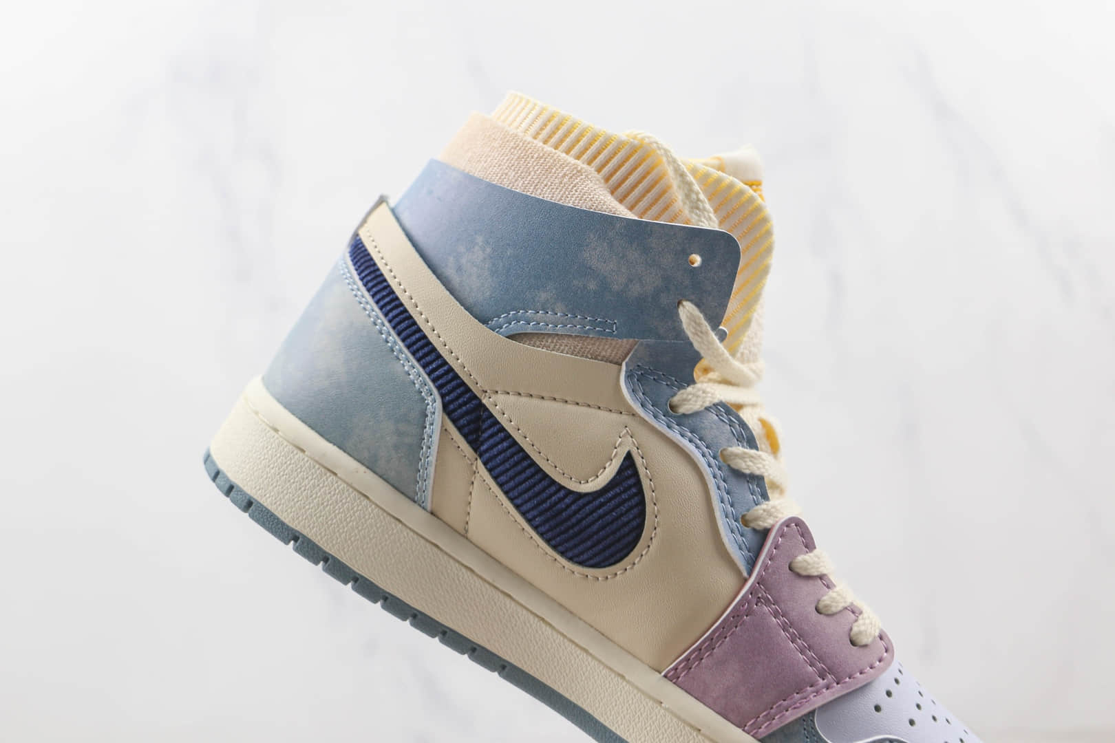 乔丹Air Jordan 1 Zoom Air CMFT纯原版本中帮AJ1彩色拼接灯芯绒板鞋原盒原标 货号:DQ5091-041