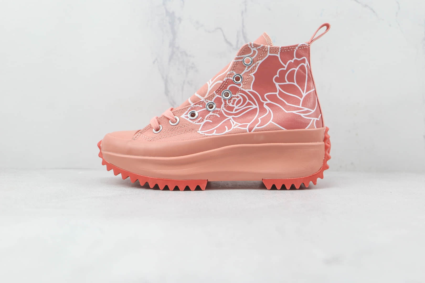 匡威Conve rse Run Star Hike Platform公司级版本厚底锯齿粉色增高帆布鞋原楦头纸板打造 货号:571877CW