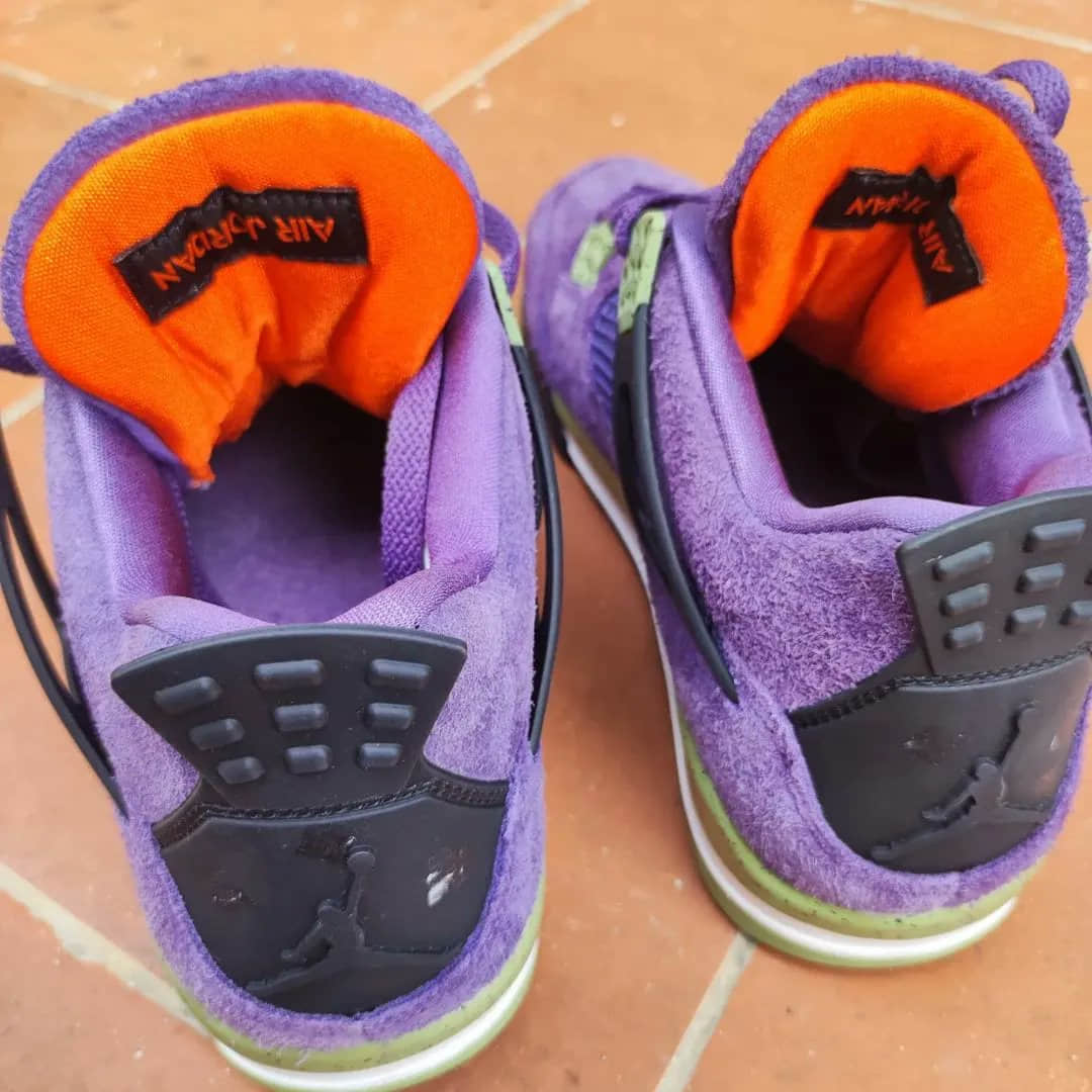 骚气紫麂皮!全新“初代机”AJ4实物曝光! 货号:AQ9129-500