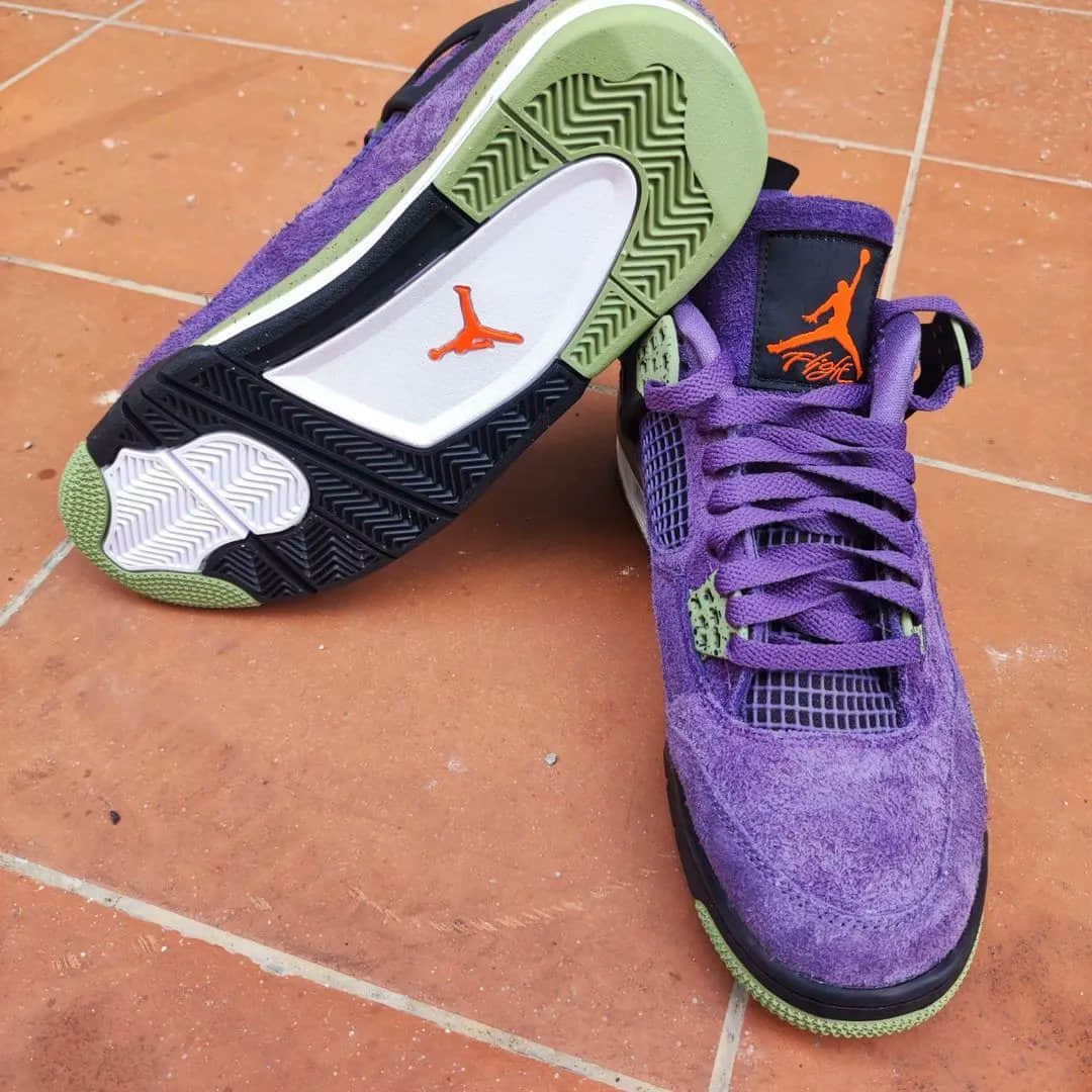 骚气紫麂皮!全新“初代机”AJ4实物曝光! 货号:AQ9129-500