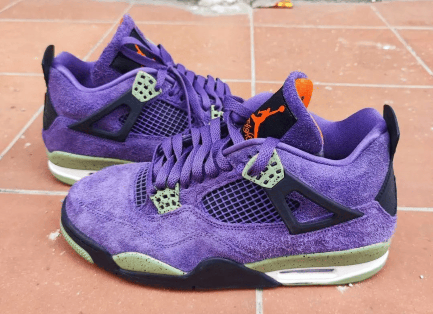 骚气紫麂皮!全新“初代机”AJ4实物曝光! 货号:AQ9129-500