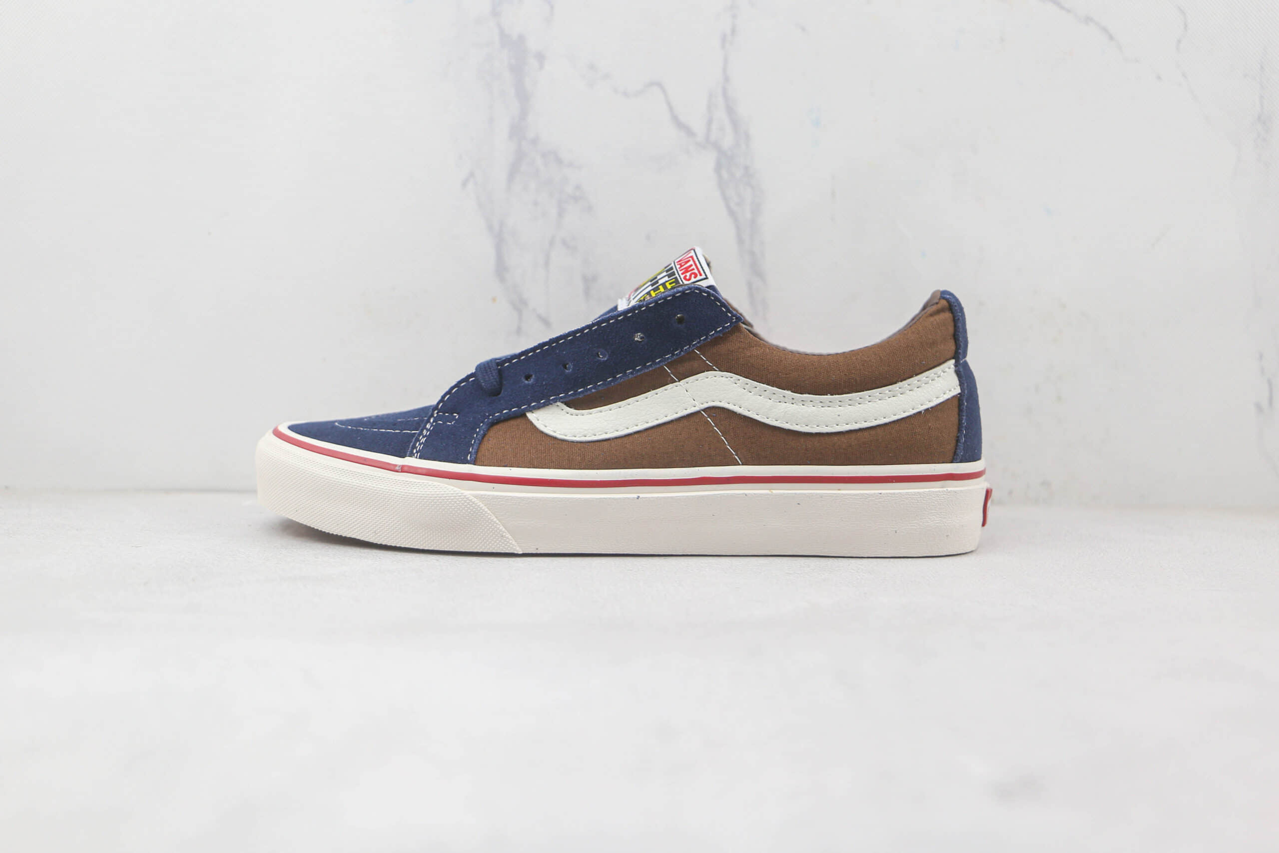 万斯Vans Sk8-Low公司级低帮SK8蓝棕硫化帆布鞋原楦头纸板打造 货号:VN0A4UWIA5Y