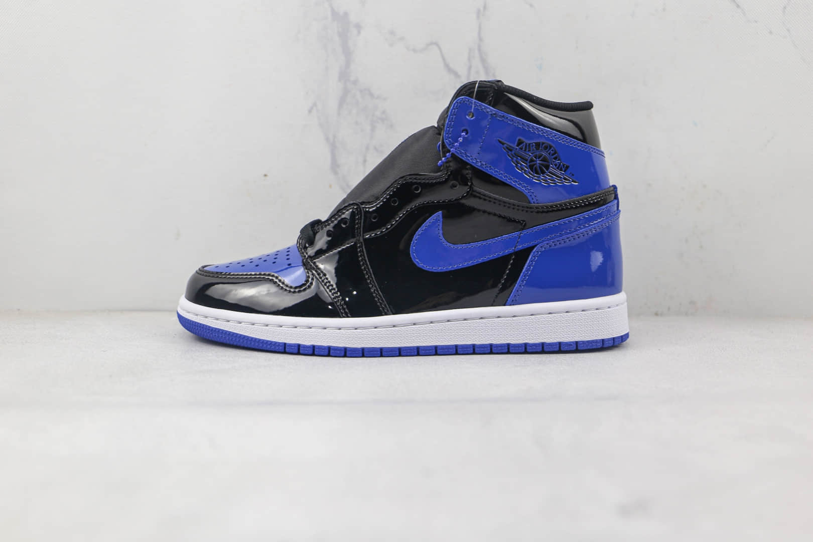 乔丹Air Jordan 1 high纯原版本高帮AJ1漆皮黑蓝脚趾小闪电篮球鞋原鞋开模 货号:555088-041