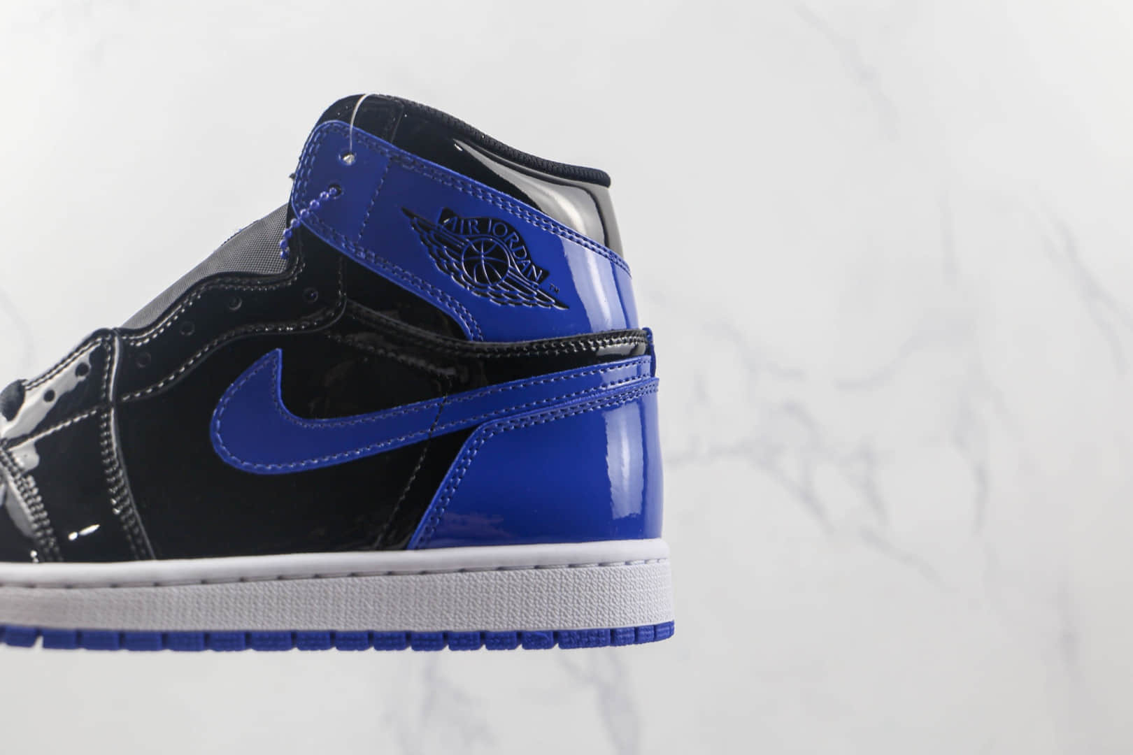 乔丹Air Jordan 1 high纯原版本高帮AJ1漆皮黑蓝脚趾小闪电篮球鞋原鞋开模 货号:555088-041