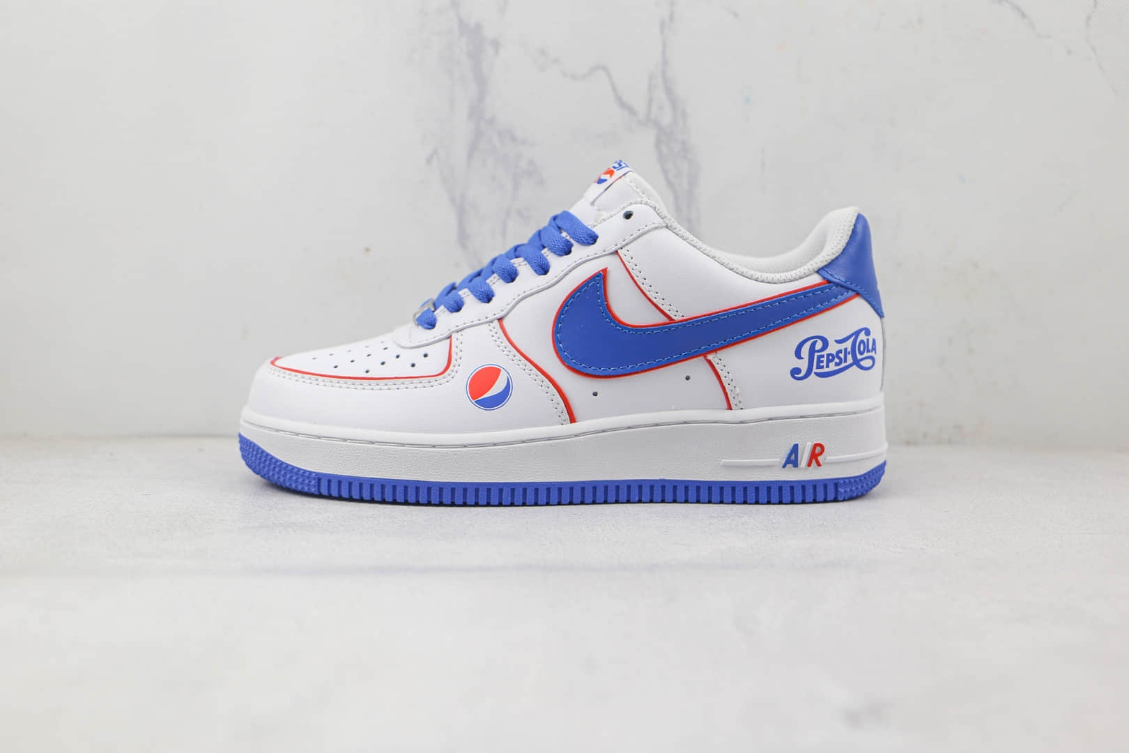 耐克Nike Air Force 1’07 Low百事可乐联名款纯原版本低帮空军一号白蓝红色板鞋内置气垫 货号:BS8856-113