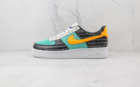 耐克Nike Air Force 1’07 Low纯原版本低帮空军一号黑绿字母板鞋内置气垫 货号:CI0057-100