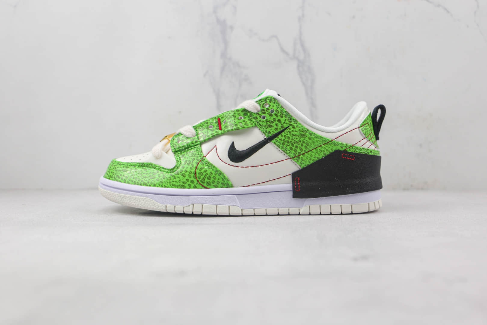 耐克Nike Dunk Low Disrupt 2莆田纯原复刻天花板DUNK Disrupt 2系列黑绿蛇纹板鞋原盒原标 货号：DV1491-101