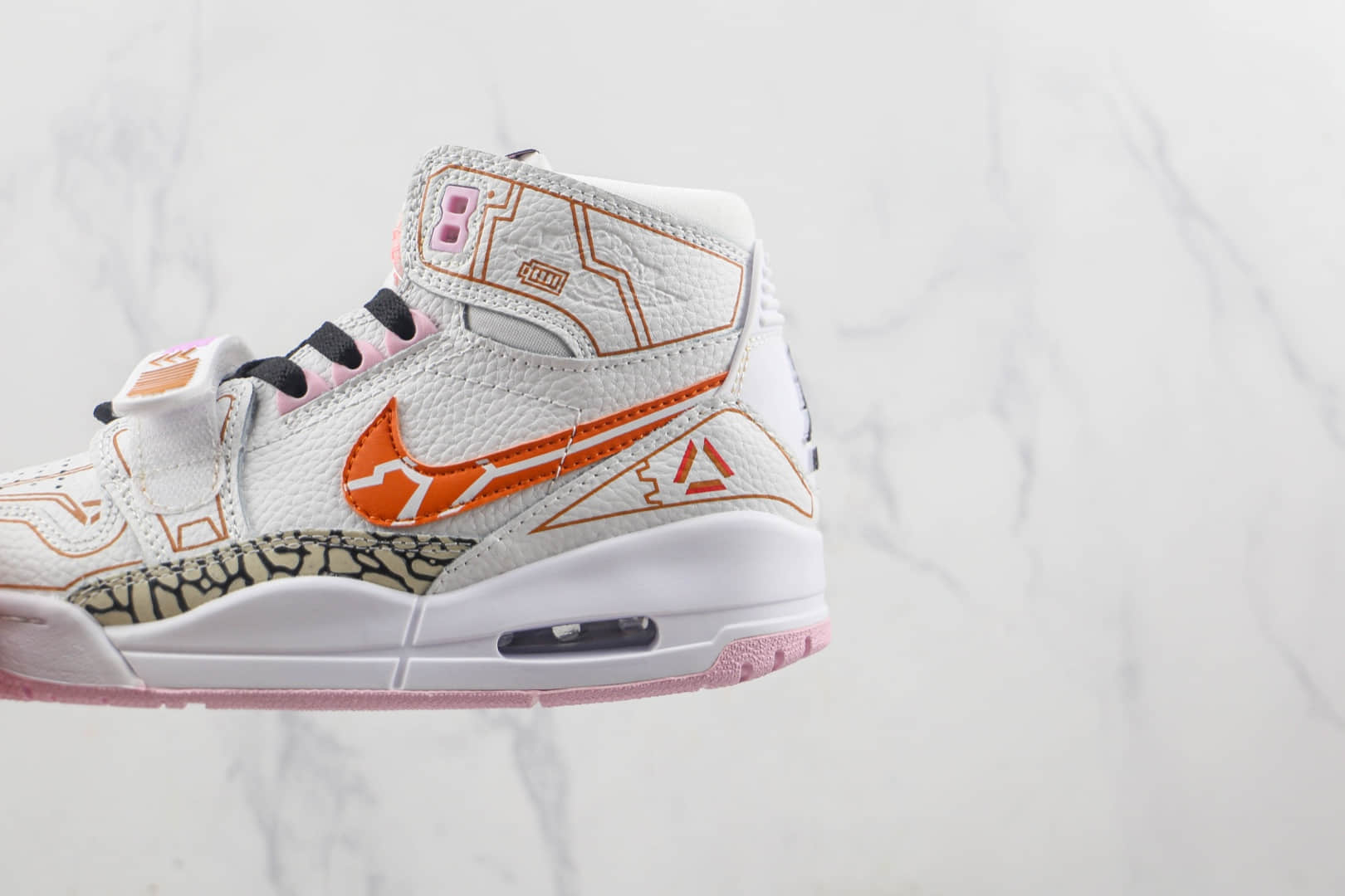 乔丹Air Jordan Legacy 312莆田纯原复刻天花板AJ312高帮白粉橙钩篮球鞋原楦头纸板打造 货号:AT4040-106