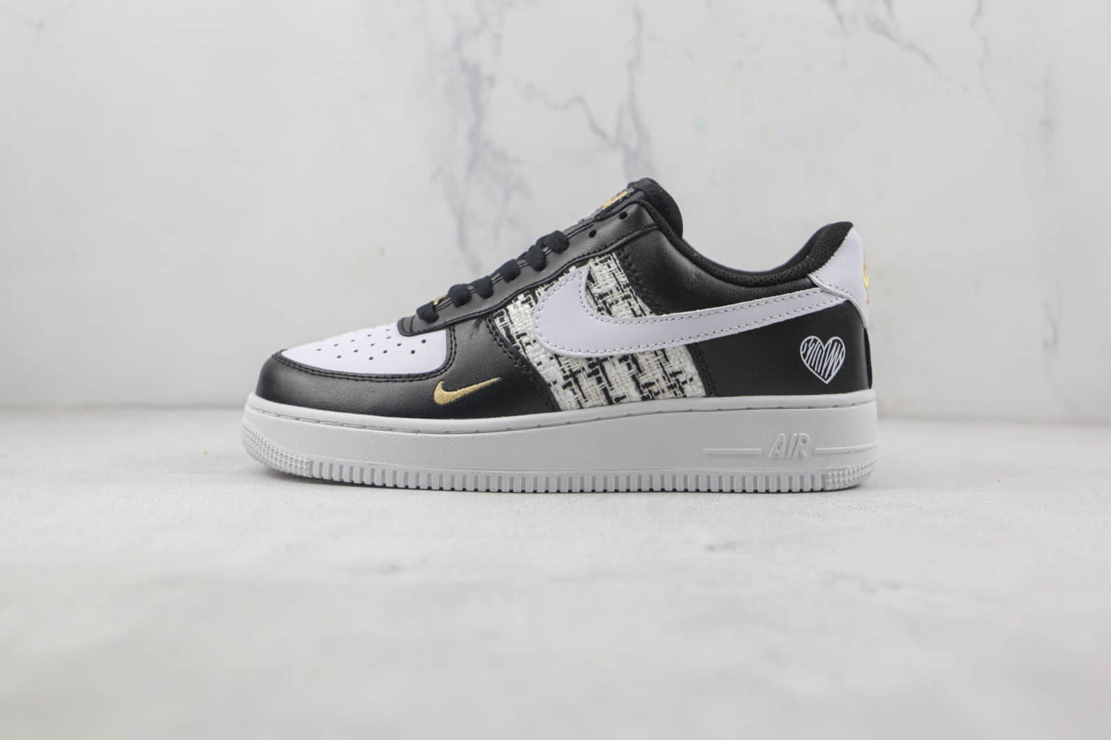 耐克Nike Air Force 1 Fontanka纯原复刻低帮空军一号针织爱心黑白色板鞋原鞋开模 货号:CZ0270-001