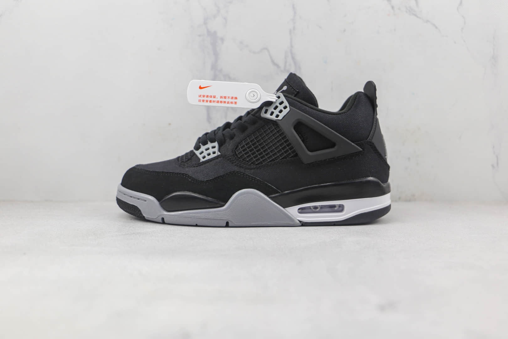 乔丹Air Jordan 4 Retro Black Canvas莆田天花板纯原复刻AJ4酷黑丹宁配色篮球鞋原鞋开模 货号:DH7138-006