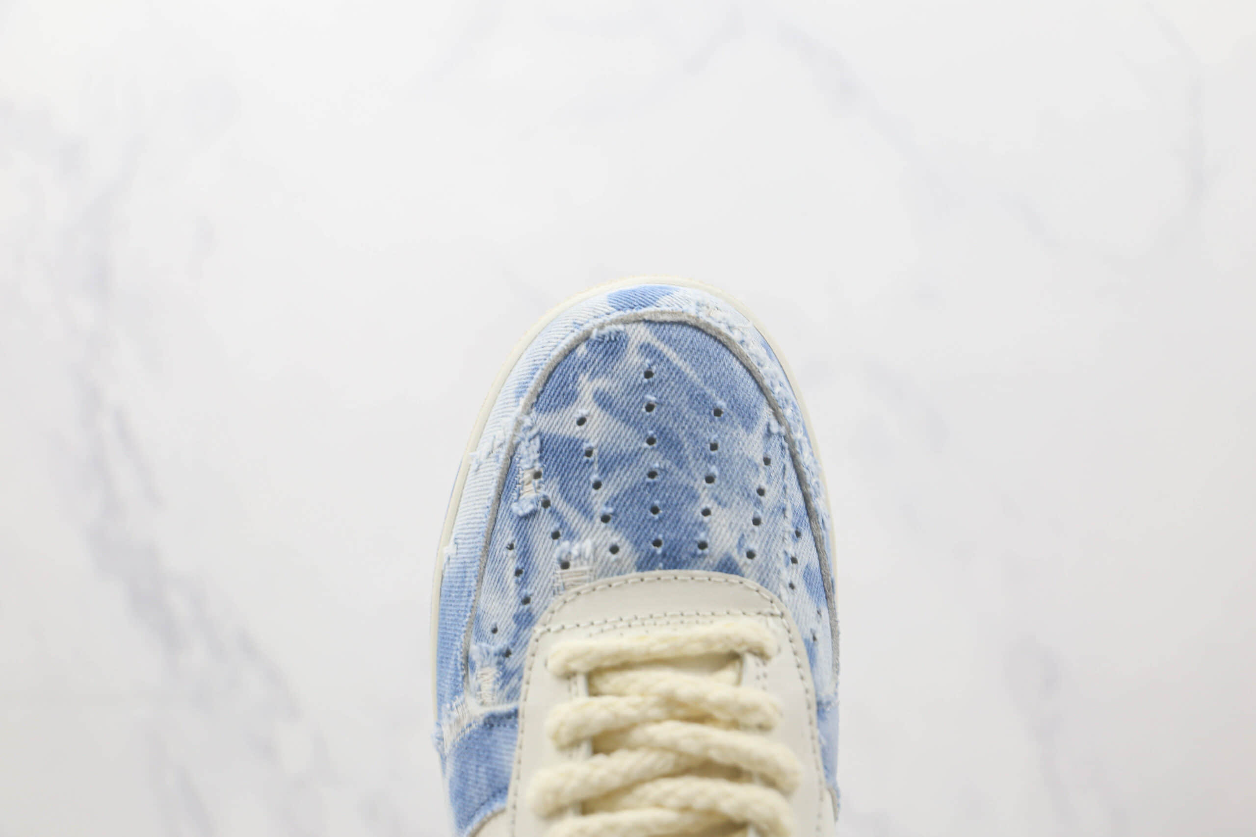 耐克Nike Air Force 1 Low Broken silk莆田纯原复刻版本低帮空军一号破洞丝牛仔蓝配色板鞋内置气垫 货号：CW1888-611