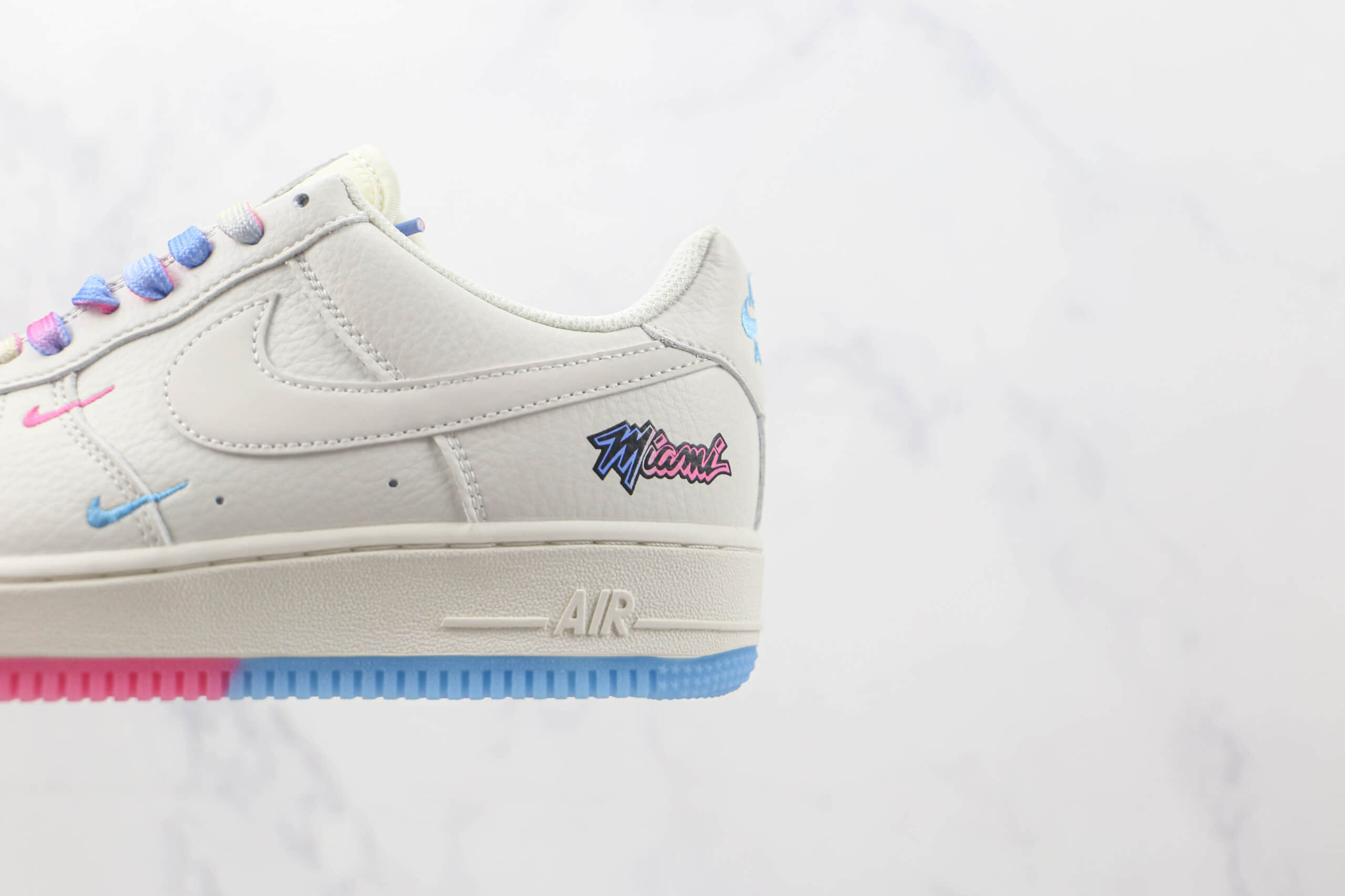 耐克Nike Air Force1莆田纯原复刻版本低帮空军一号蓝粉双钩板鞋内置气垫原盒原标 货号:KU0902-112