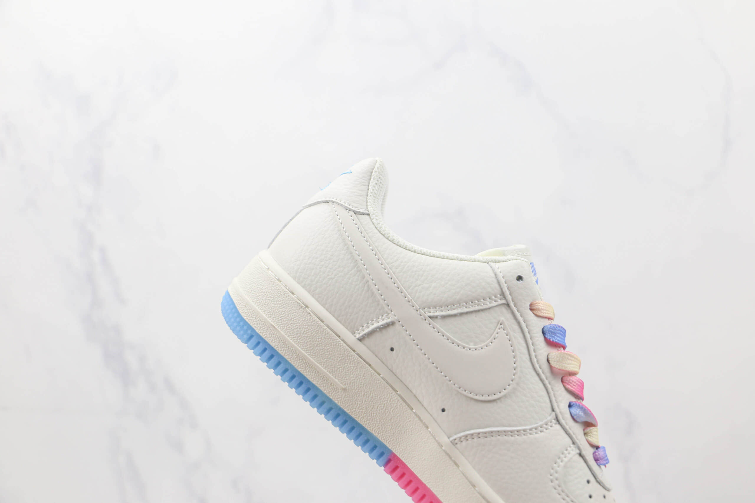 耐克Nike Air Force1莆田纯原复刻版本低帮空军一号蓝粉双钩板鞋内置气垫原盒原标 货号:KU0902-112
