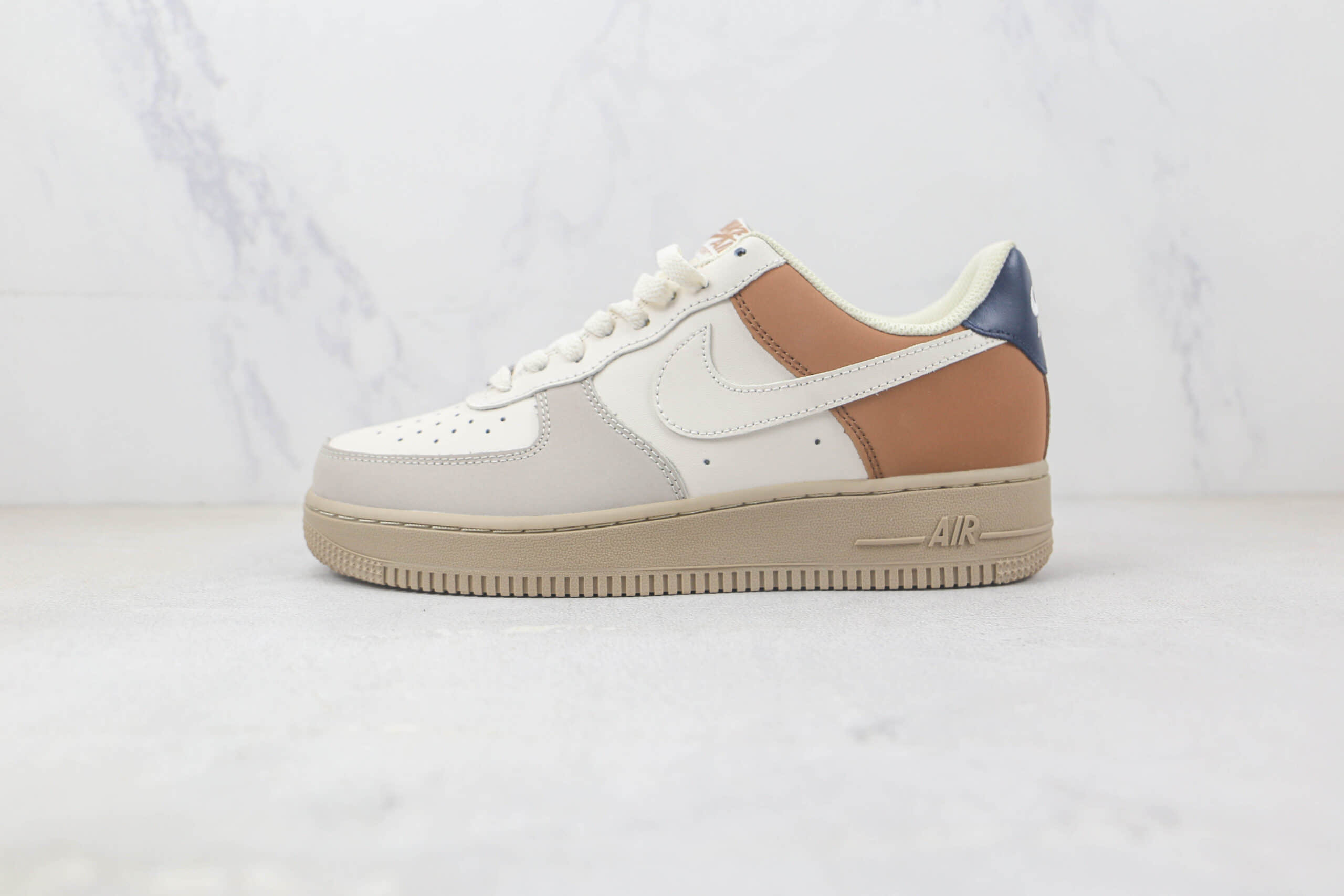 耐克Nike Air Force 1 Low纯原版本低帮空军一号白灰棕拼接板鞋 耐克空军一号定制款 货号:BS8871-107